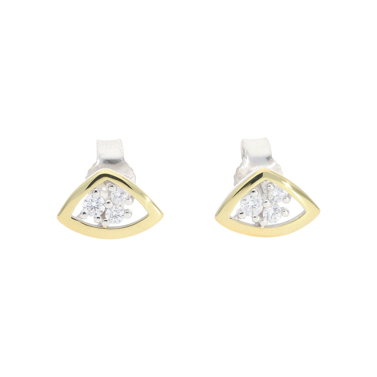 JuwelmaLux Paar Ohrstecker Ohrstecker Silber 925 Gold plattiert Zirkonia JL20-06-1397 JuwelmaLux (kein Set, 2-tlg., inkl. edelm Schmucketui)