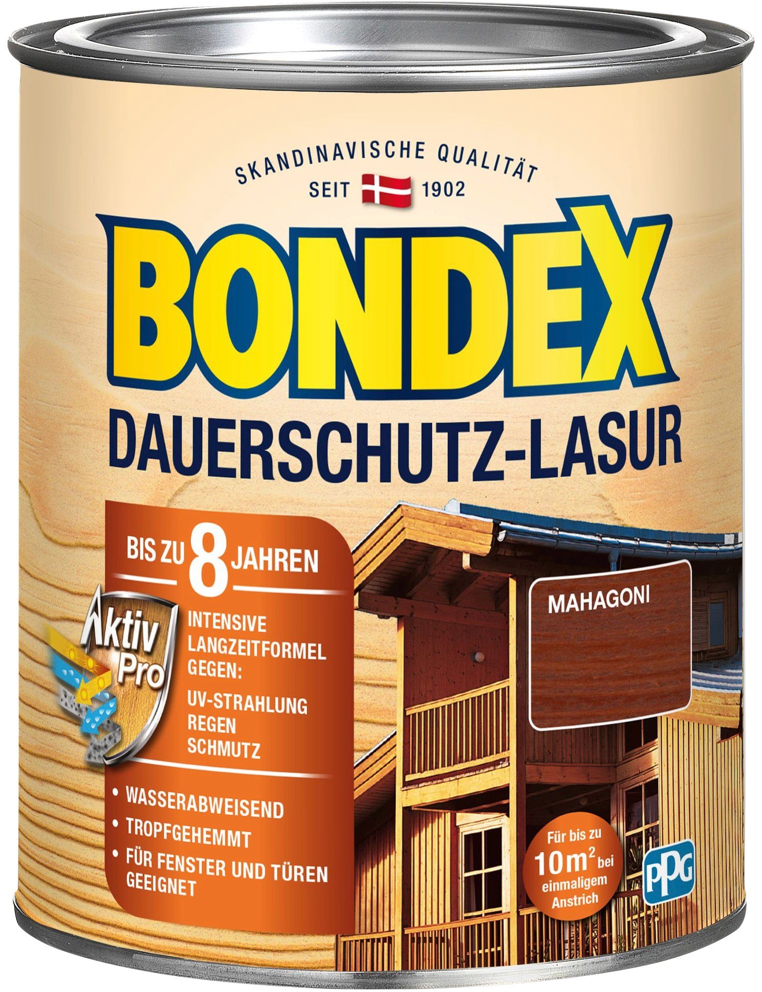 Bondex Holzschutzlasur DAUERSCHUTZ-LASUR, Ebenholz, 0,75 Liter Inhalt mahagoni