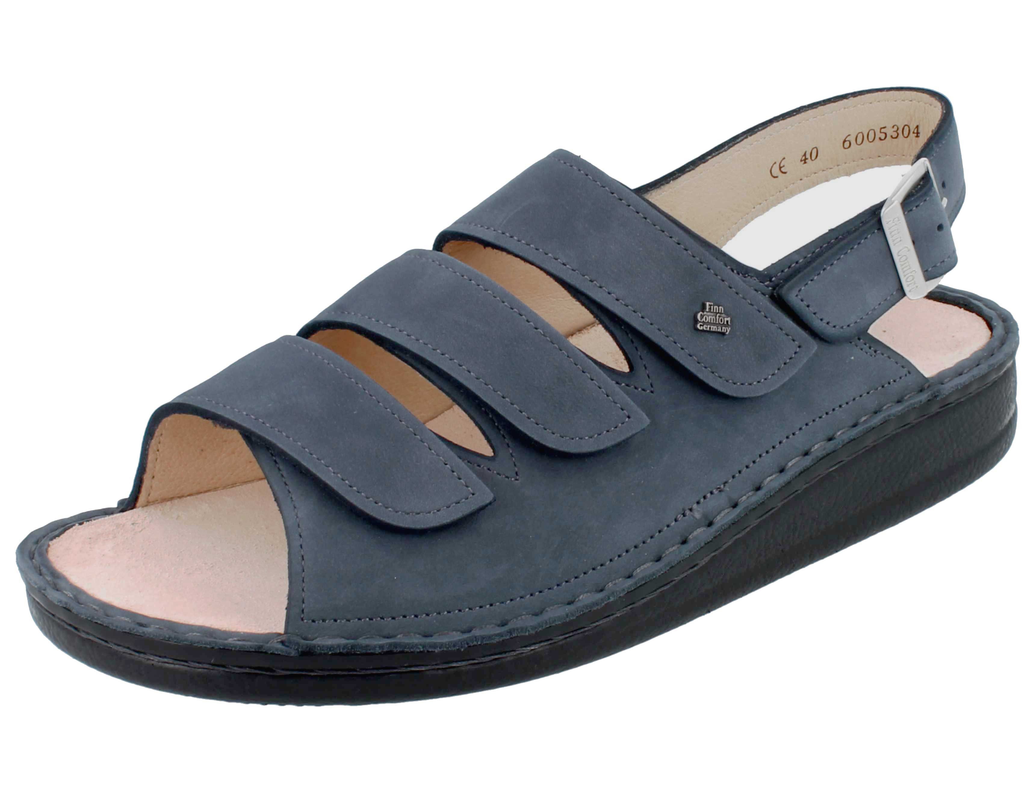 FINN COMFORT Sylt Damen Herren Sandale blau grau Nubukleder - Größe: Sandale