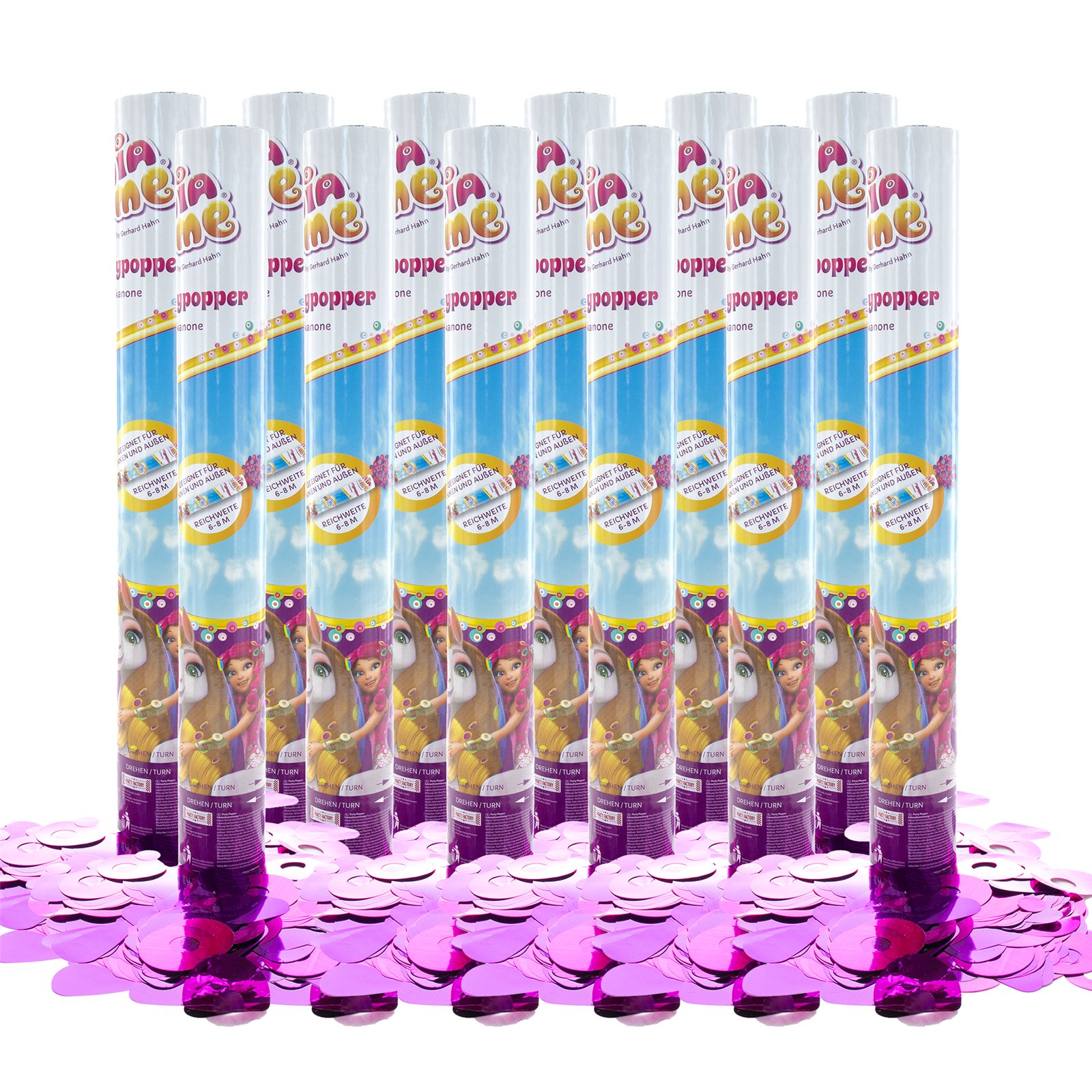 Party Factory Konfetti Party Popper Mia and Me 10er Set 40 cm - für Kindergeburtstag