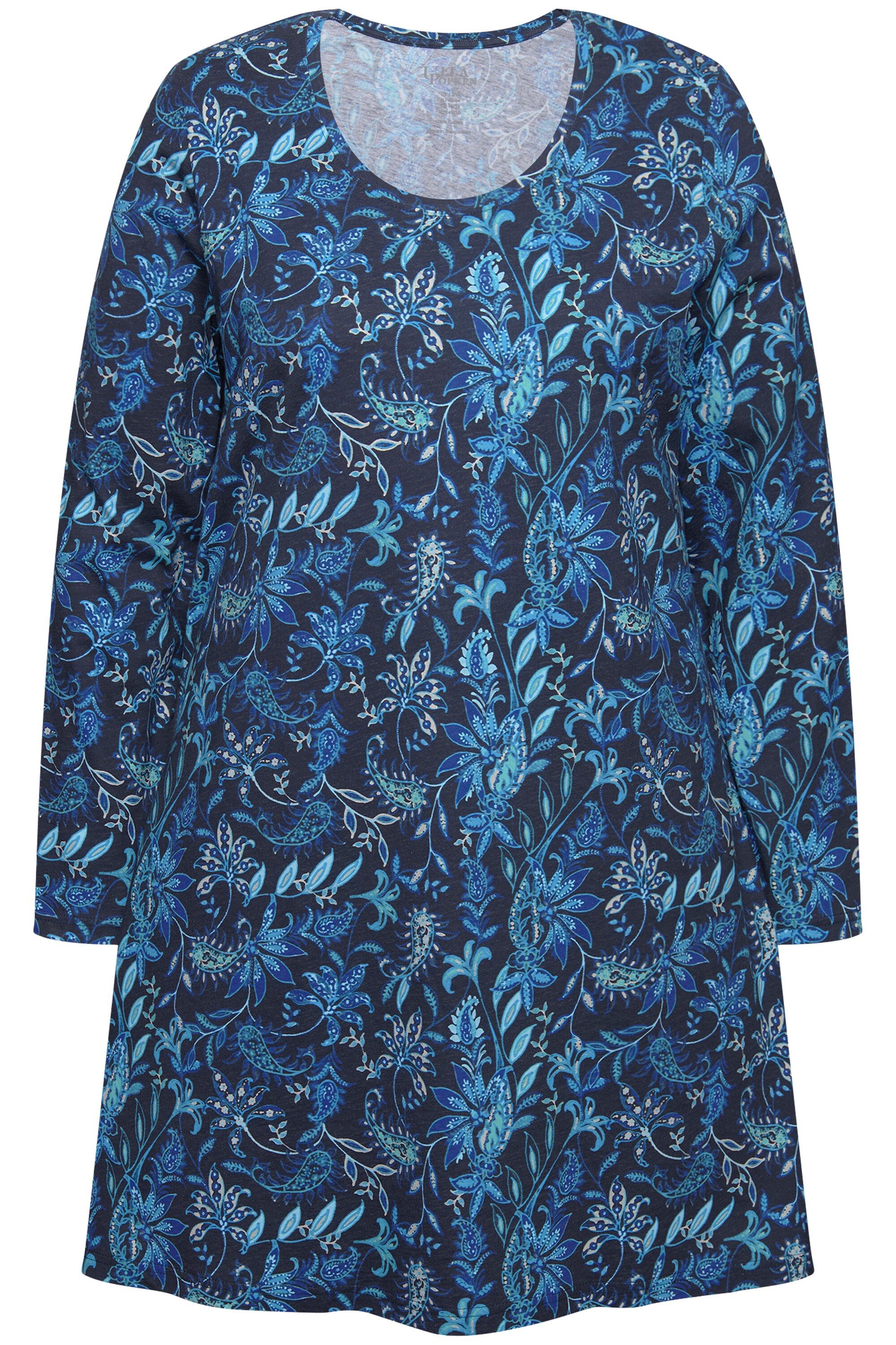 Longshirt Longshirt gemustert A-Linie Rundhals Langarm