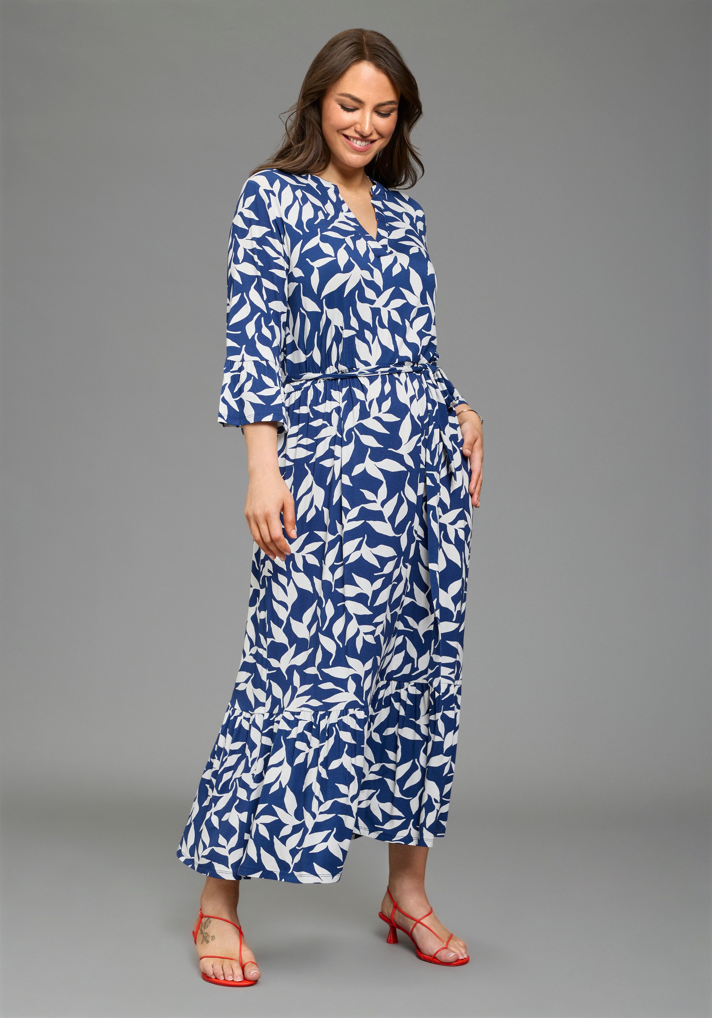 Laura Scott CURVE Maxikleid Große Größen Maxikleid knöchellang, aus elastischer Viskosemischung