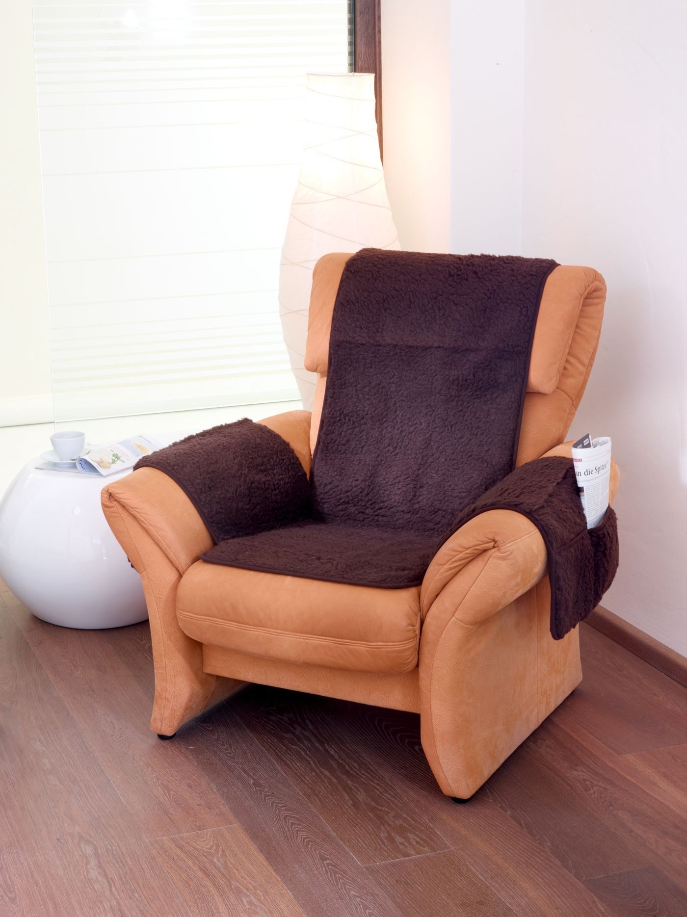 K. & N. Schurwolle Sesselschoner Sesselschoner mit Armlehne und Seitentaschen