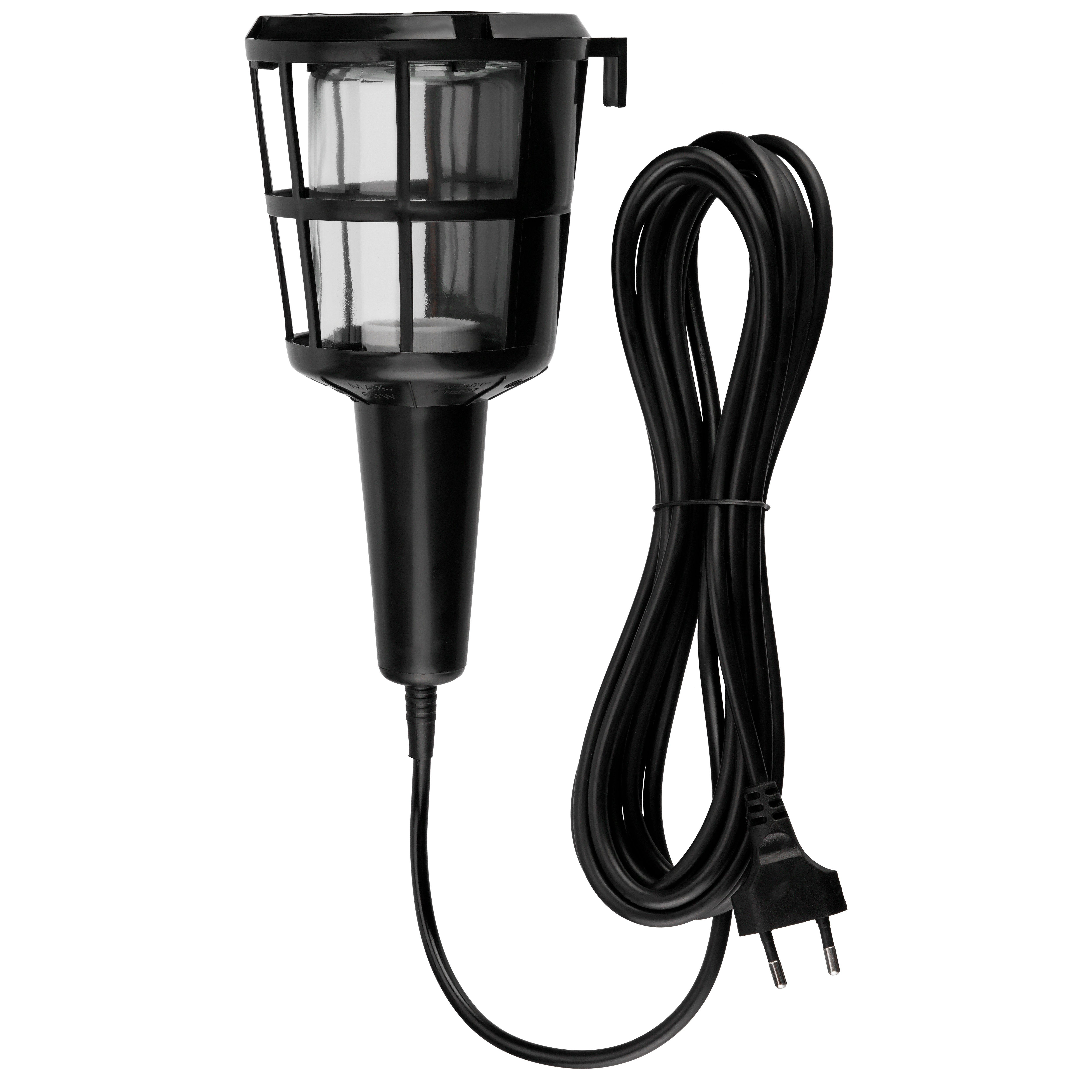 REV LED Arbeitsleuchte Handlampe, Bauleuchte 60 Watt, E27 o. Leuchtmittel, 5m, IP20, Kunststoff