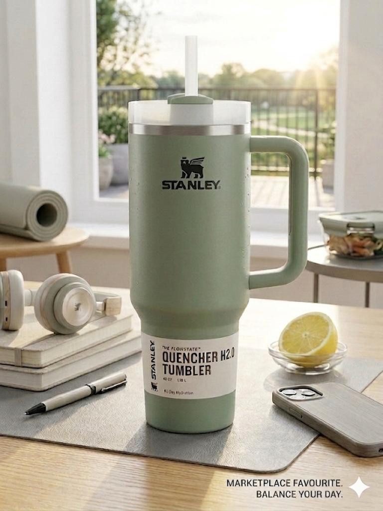 UE Stock GmbH Thermobecher Stanley Quencher FlowState Edelstahl 1.18 L Bay Leaves Hellgrün NEU