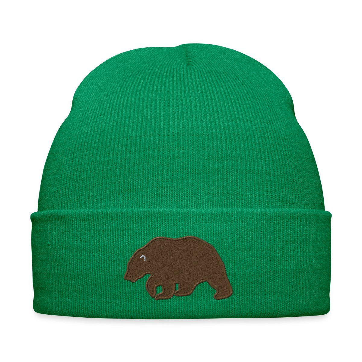 Beanie Braunbär Bär Silhouette Stickerei Bestickte Wintermütze
