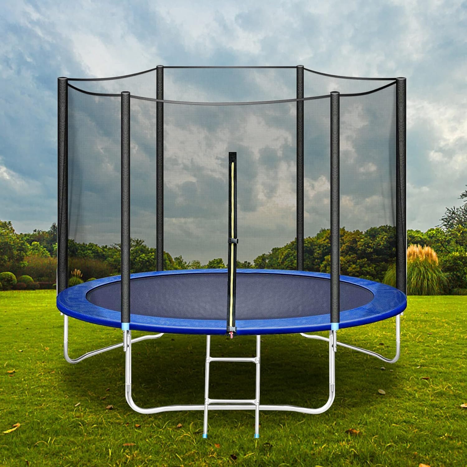 HomeMiYN Gartentrampolin Trampolin Outdoor 183-366cm mit Netz 2025, Schutzrand schwarz,mit sicherheisnetz
