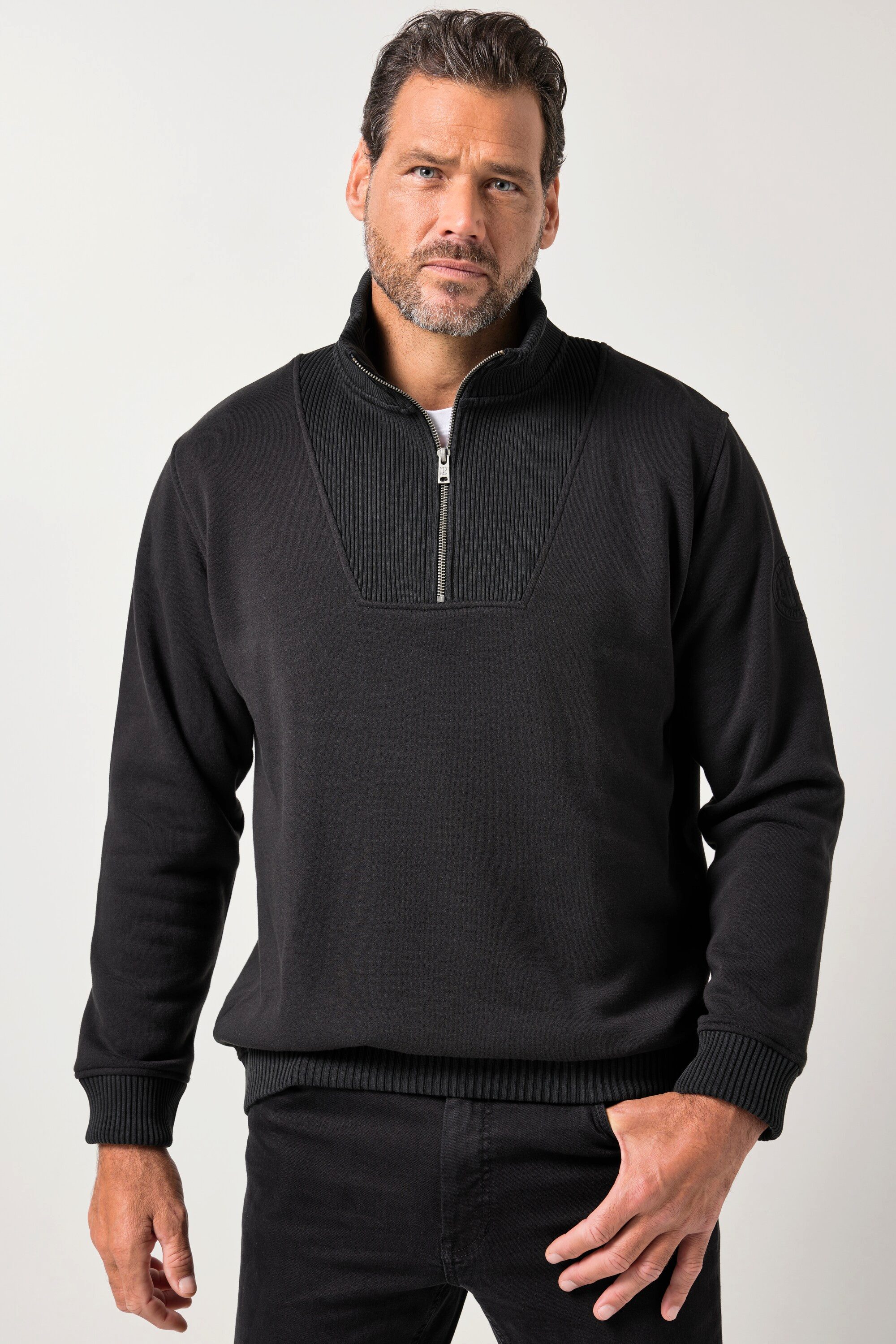 Sweatshirt Troyer Sweat Zippkragen Kängurutasche