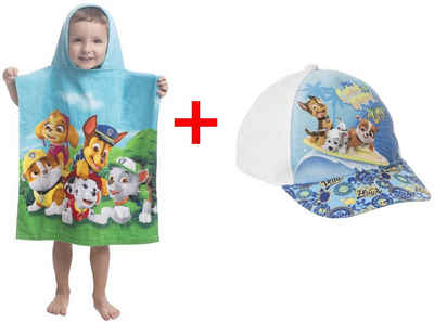 Kapuzenhandtuch Paw Patrol Geschenk Set für Kinder - Badeponcho mit Kapuze 50x115 cm &, Badeponcho: 100% Baumwolle; Mütze: 100% Polyester