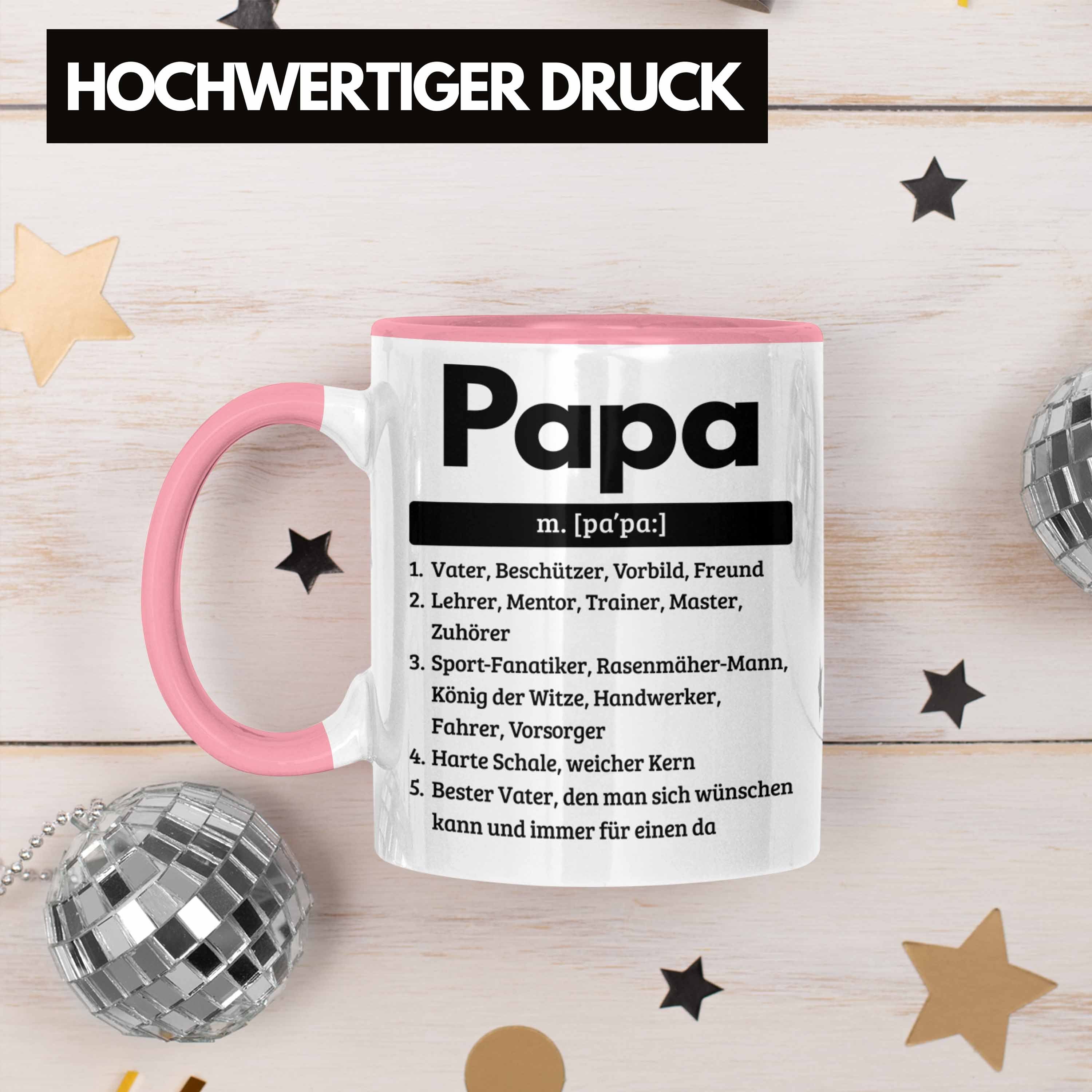 Trendation Tasse Vatertag Definition Tasse für Spruch Rosa Geschenk Geschenkidee für Pa Papa