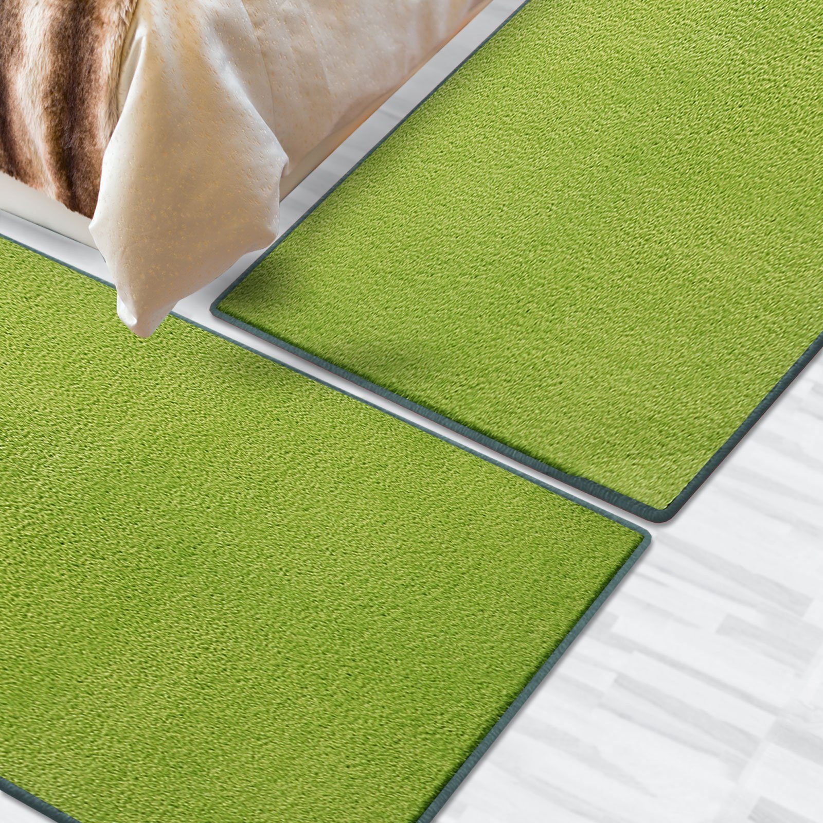 Hochflor-Bettumrandung Dynasty Grün, 3 Größen, Teppich, ideal im  Schlafzimmer Floordirekt, Höhe 8.5 mm, Velours