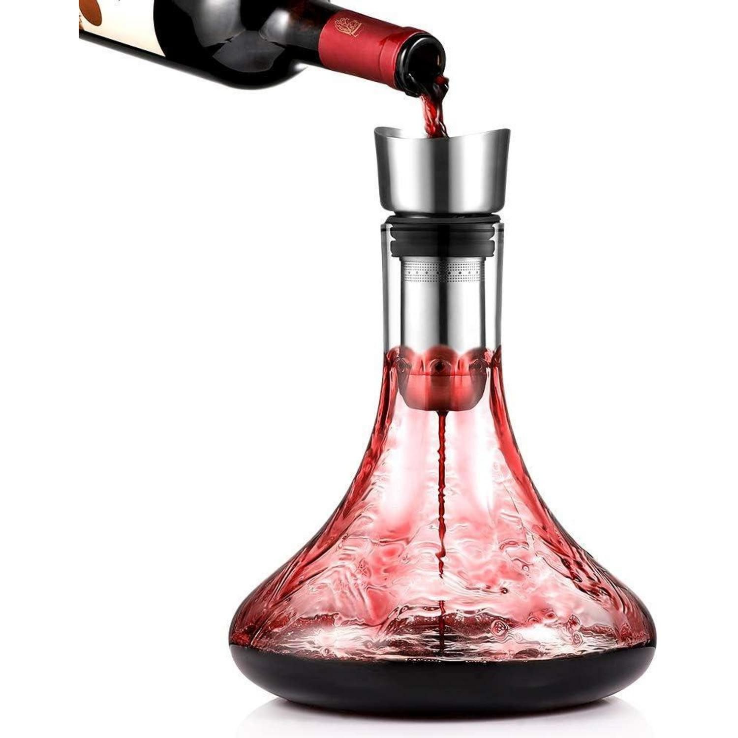 glastal Dekanter Wein Dekanter Kristallglas mit Aerator Belüfter Filter 1800ml