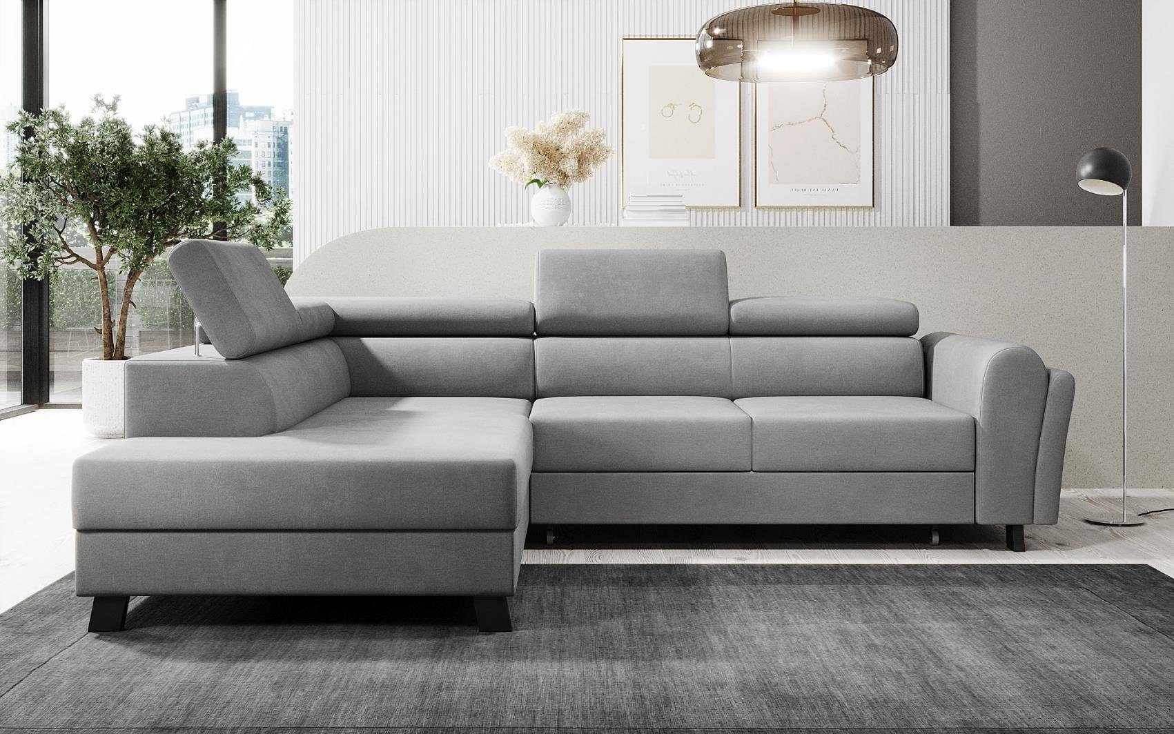 Luxusbetten24 Ecksofa Kira, mit Schlaffunktion & Stauraum | Ecksofas