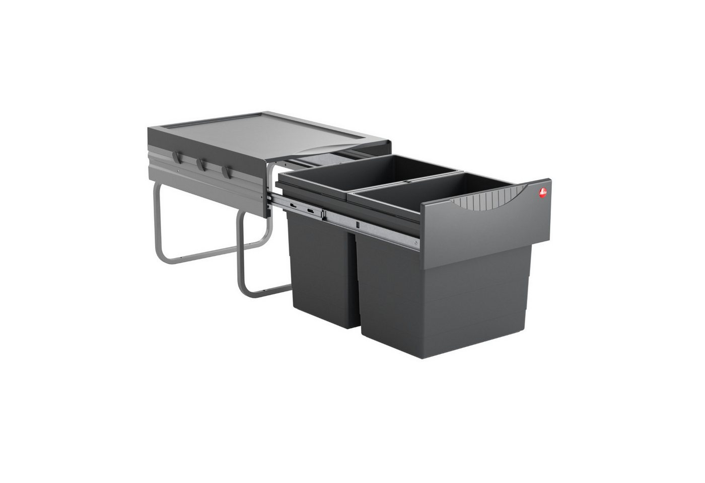 Hailo Einbaumülleimer Hailo Abfallsammler 3641521 Raumspar-Tandem 2x 18 Liter dunkelgrau