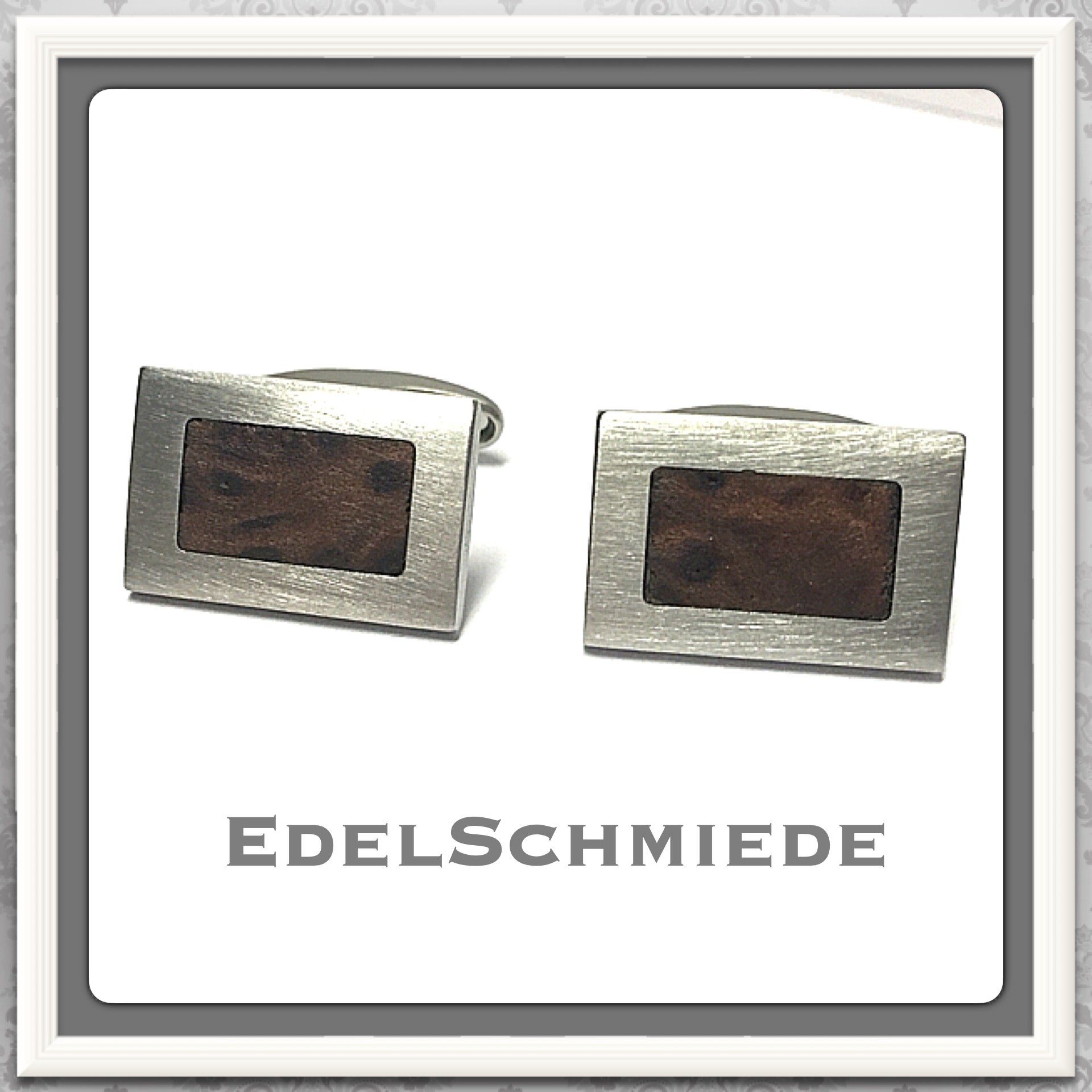 Edelschmiede925 Запонки Edelschmiede925 Запонки Edelstahl mit Holzinlay - matt -