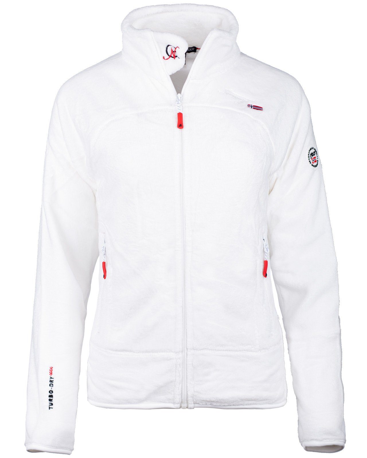 Geographical Norway Fleecejacke Damen Regular Fit Jacke baupaline White L Markantes Design mit Logo-Details auf Brust und Ärmel