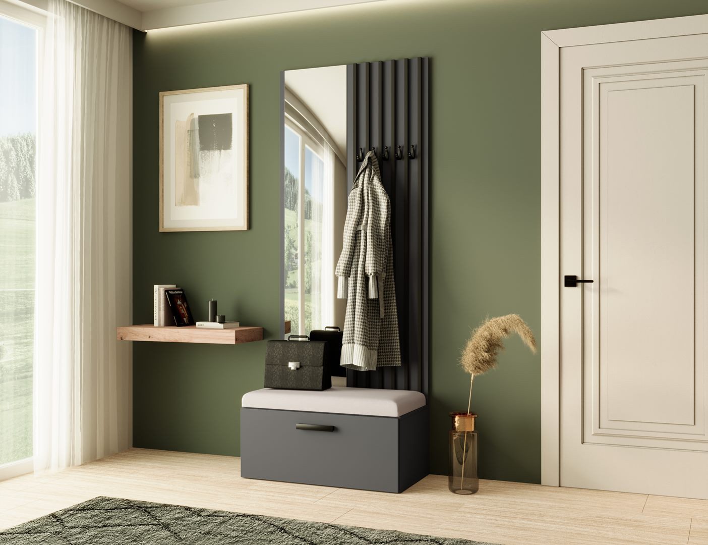 Beautysofa Garderobenschrank mit Lamellen, Spiegel und günstig online kaufen