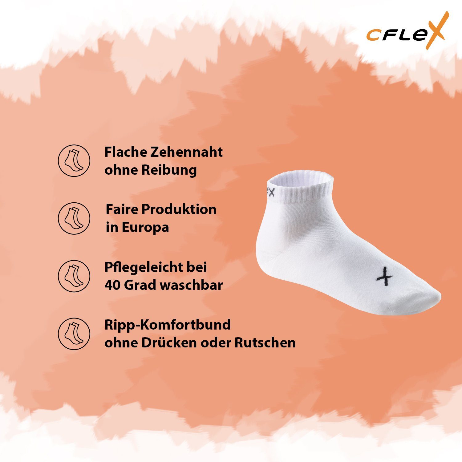 Grey Paar) Black Kurzsocken Herren / Sneaker CFLEX / & White Damen Socken Lifestyle Kurzschaft (6 für