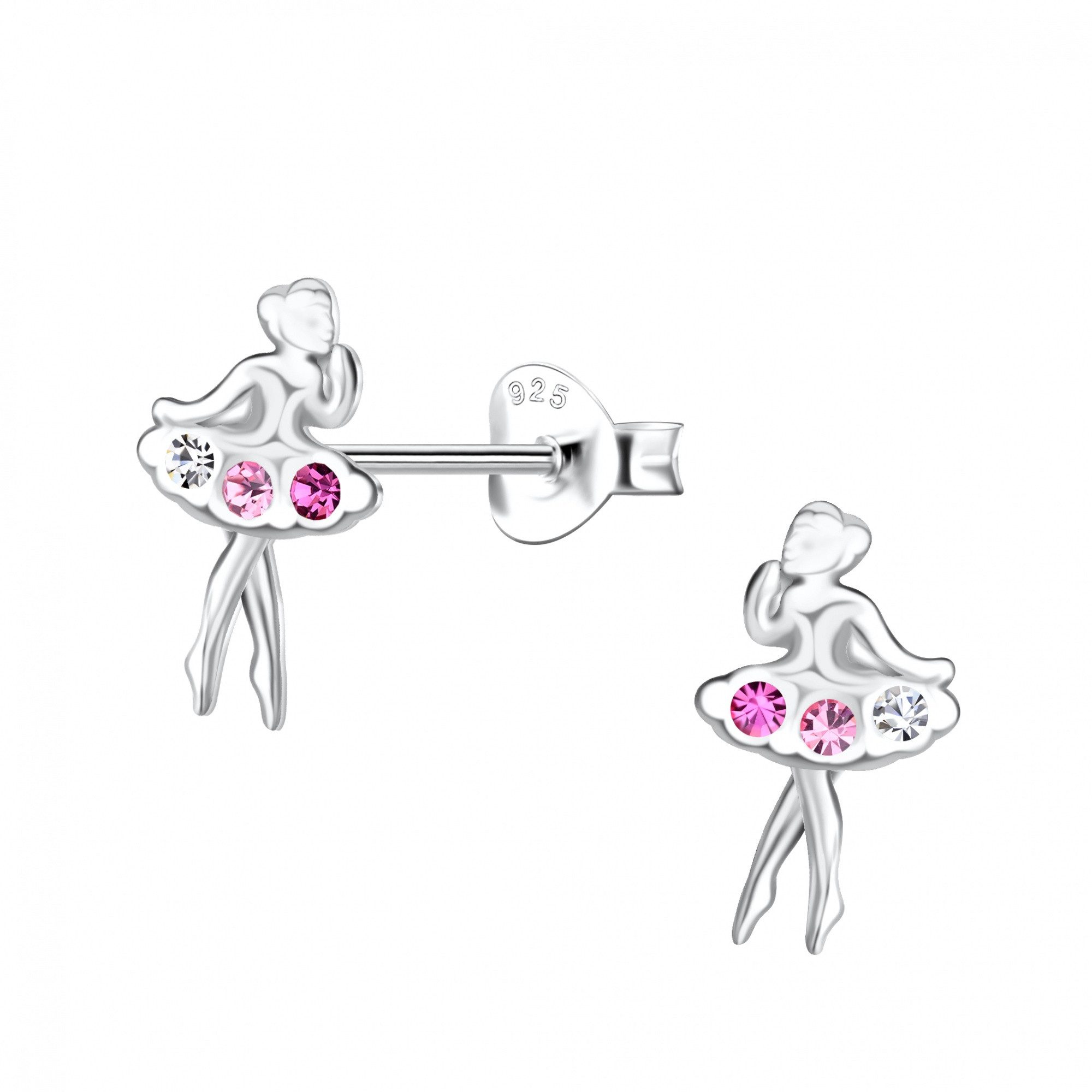 ALEXANDER YORK Paar Ohrstecker BALLERINA mit Kristall pink, 2-tlg., 925 Sterling Silber