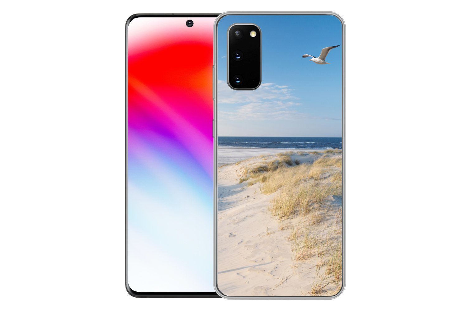MuchoWow Handyhülle für Samsung Galaxy S20 Düne - Möwe - Strand - Meer - Sonne, Phone Case, Silikon, Schutzhülle Dünn