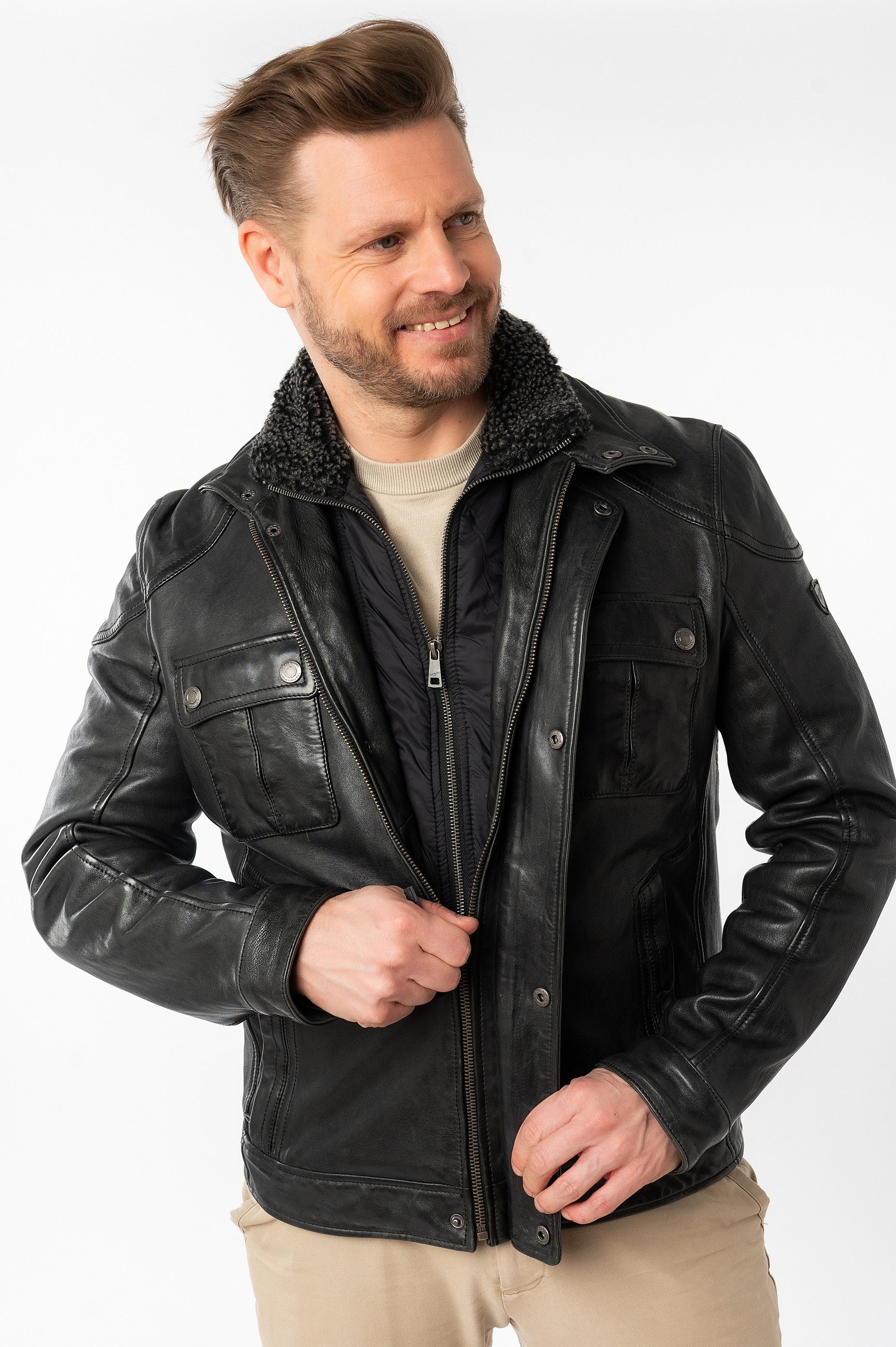 Mauritius Lederjacke MMGarreck mit Stehkragen günstig online kaufen