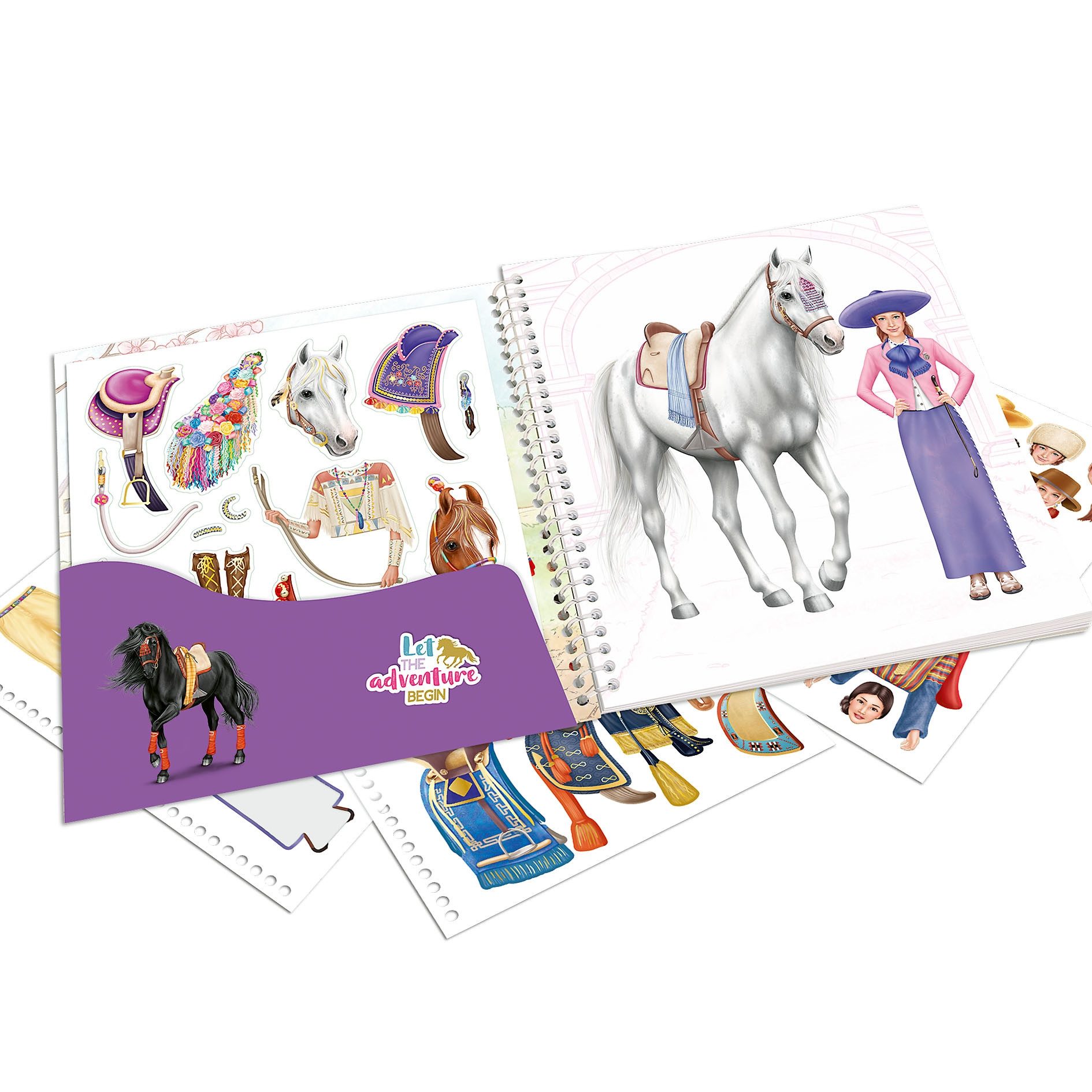Depesche Schmuckset Stickerbuch Miss Melody Dress Me Up Around The World, 24 Seiten, 11 Stickerbogen, Pferde-Motive gestalten