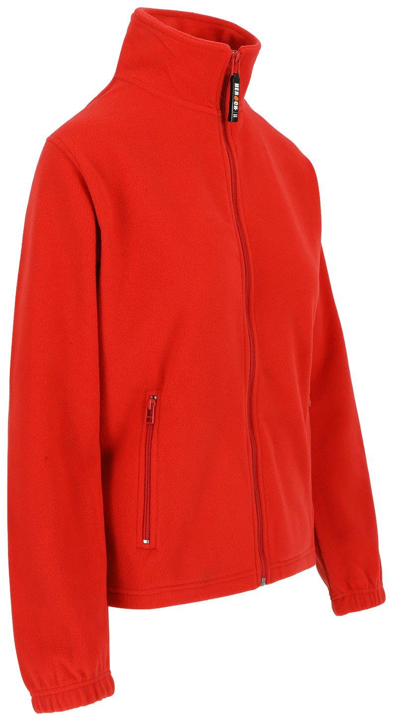Reißverschluss, Herock Seitentaschen, Fleecejacke leicht Mit langem rot Deva warm, Damen angenehm Jacke und 2 Fleece