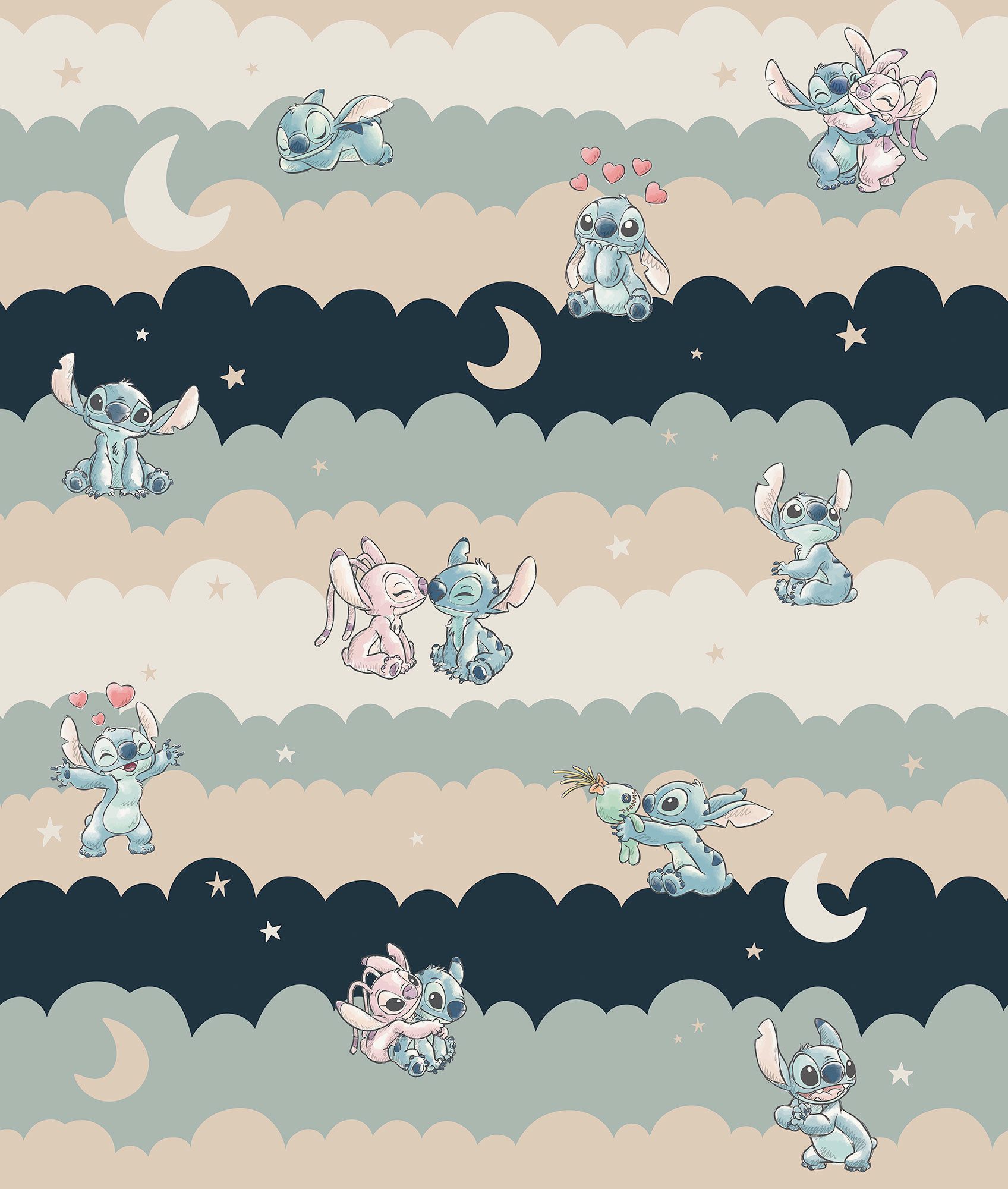 Komar Vliestapete Disney Lilo and Stitch Cozy Clouds, glatt, bedruckt, (1 St), Rolle mit 212 x 250 cm