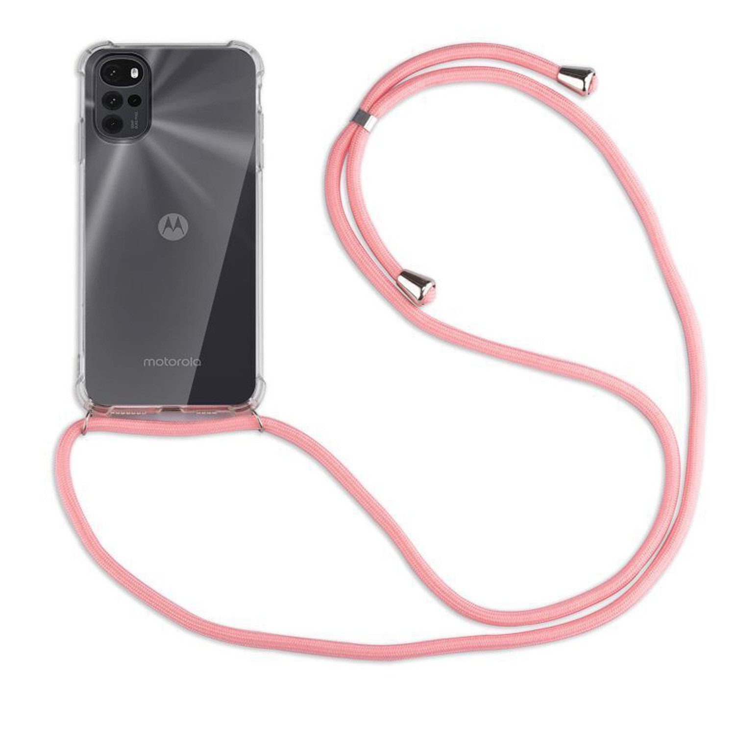 betterfon Handykette für Motorola Moto G22 Handyhülle mit Band & Kordel Bumper Rosa, Hände frei – mit Silikonhülle & Schnur für flexiblen Alltag
