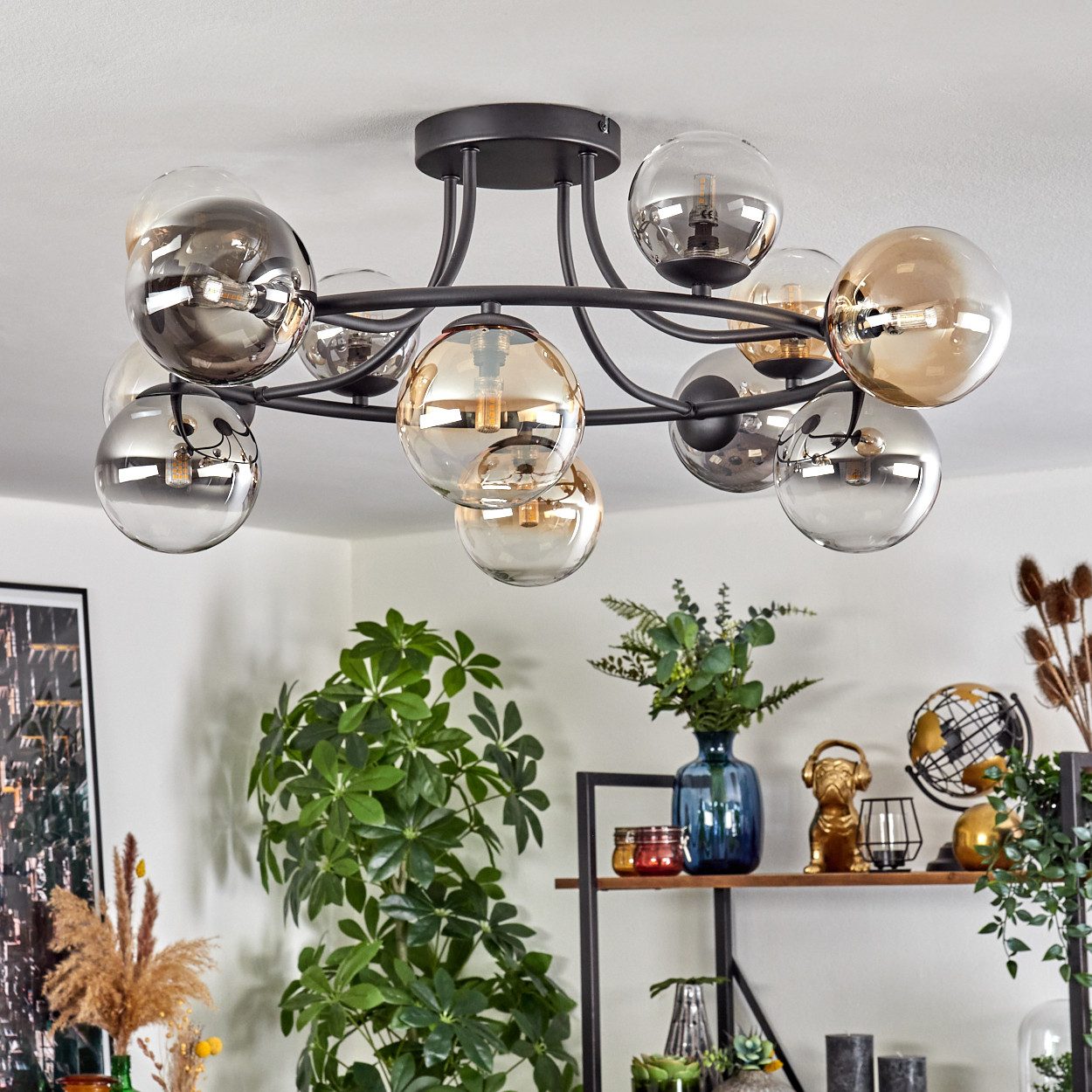 hofstein Deckenleuchte Deckenlampe aus Metall/Glas in günstig online kaufen