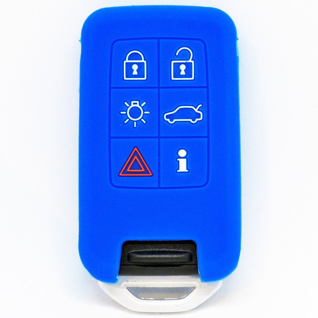 Volvo SMARTKEY XC70 KEYLESS Schutzhülle S60 Schlüsseltasche 6 V70 Silikon Softcase S80 für Autoschlüssel mt-key Blau, Smartkey Tasten