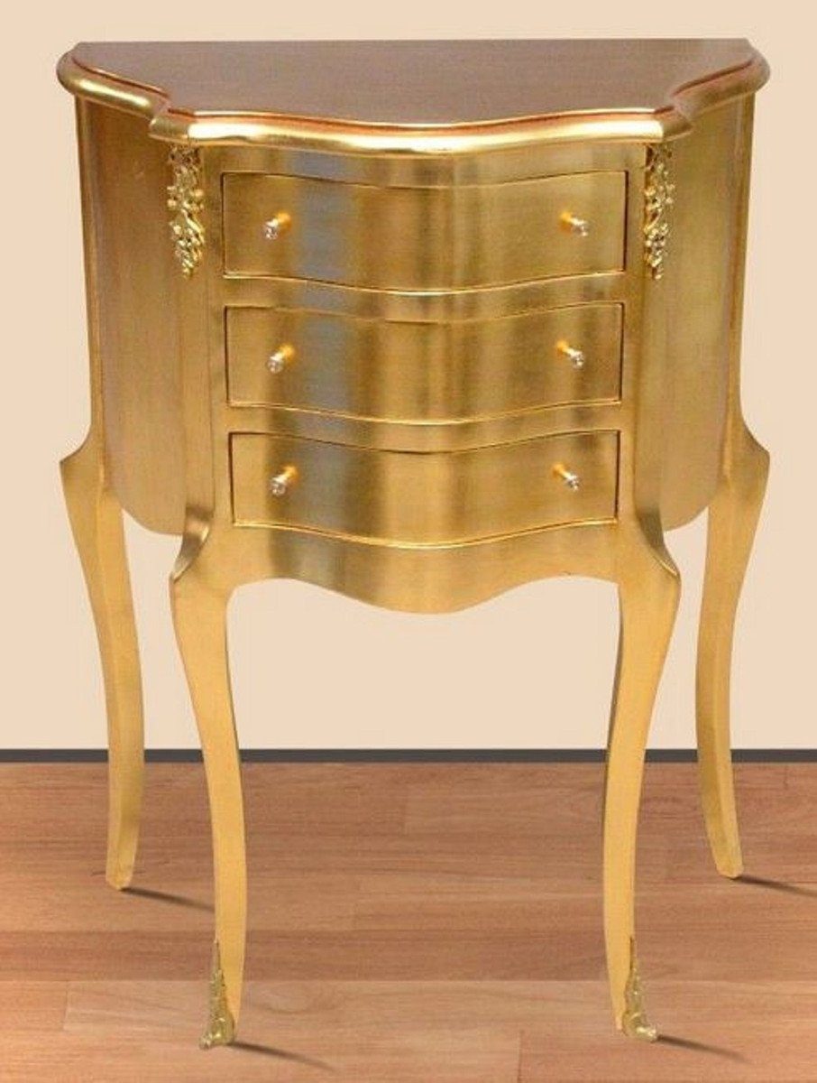 Casa Padrino Beistelltisch Barock Kommode mit 3 Schubladen Gold - Möbel