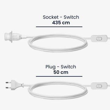 kwmobile E14 Lampenfassung m. Schalter - 5m Textilkabel - E14 Fassung Kabel Elektro-Adapter, 505,00 cm