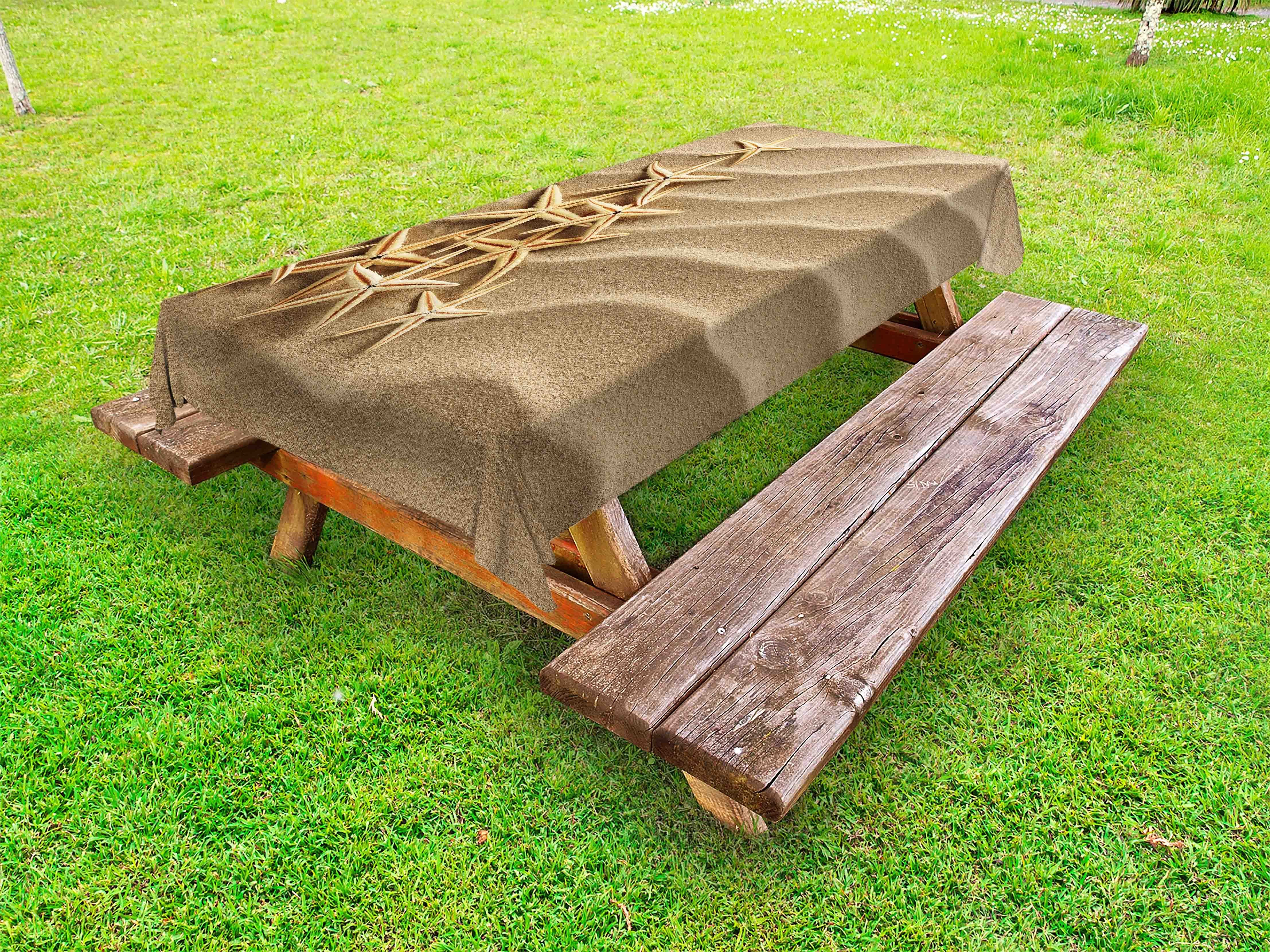 Abakuhaus Tischdecke dekorative waschbare Picknick-Tischdecke, Küsten Dreieckförmigen Seestern