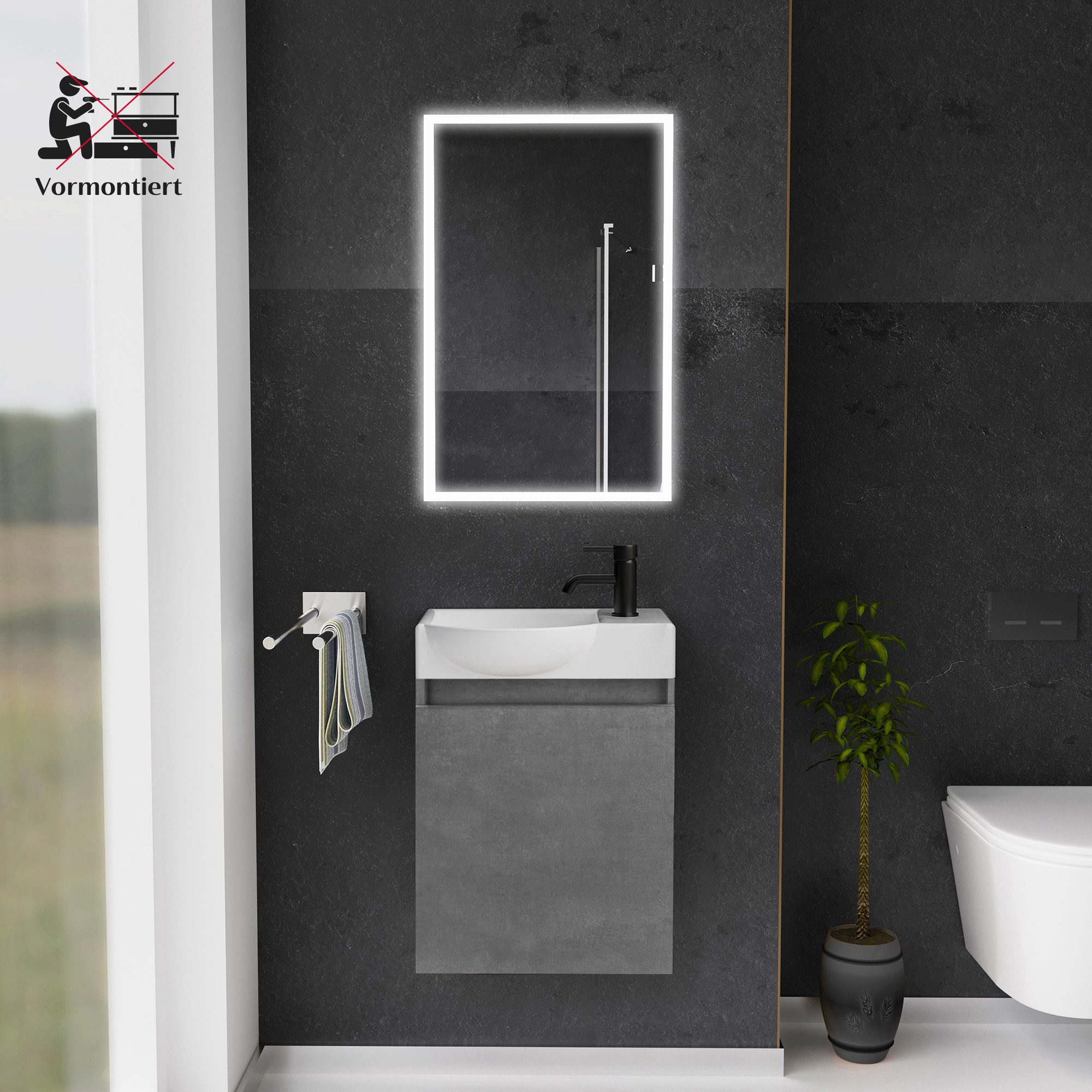 Alpenberger Badmöbel-Set Gäste WC Waschbecken mit günstig online kaufen