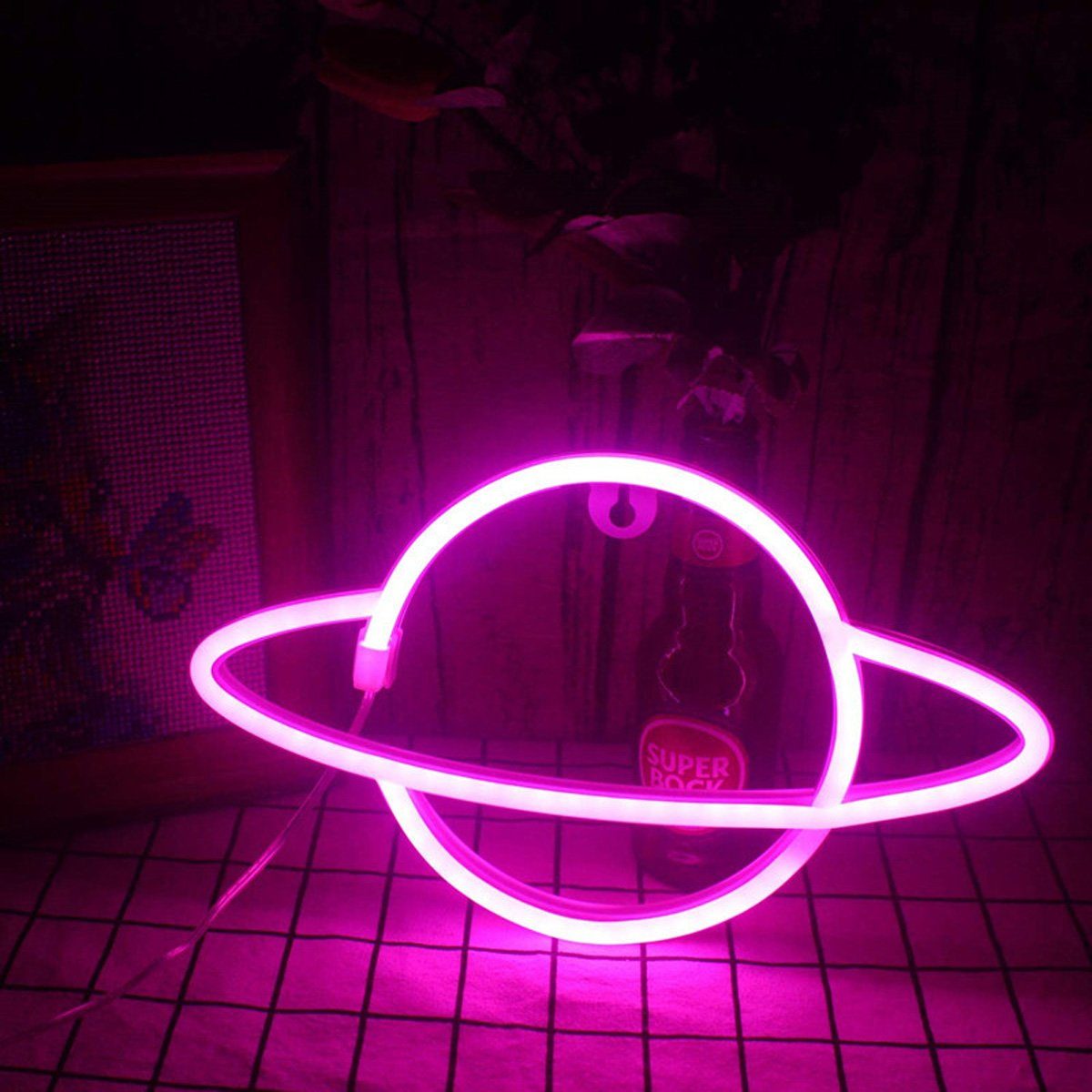 Welikera LED Dekolicht Planet Neonlicht, LED-Wanddekoration, USB/Batterie,  geeignet für Party