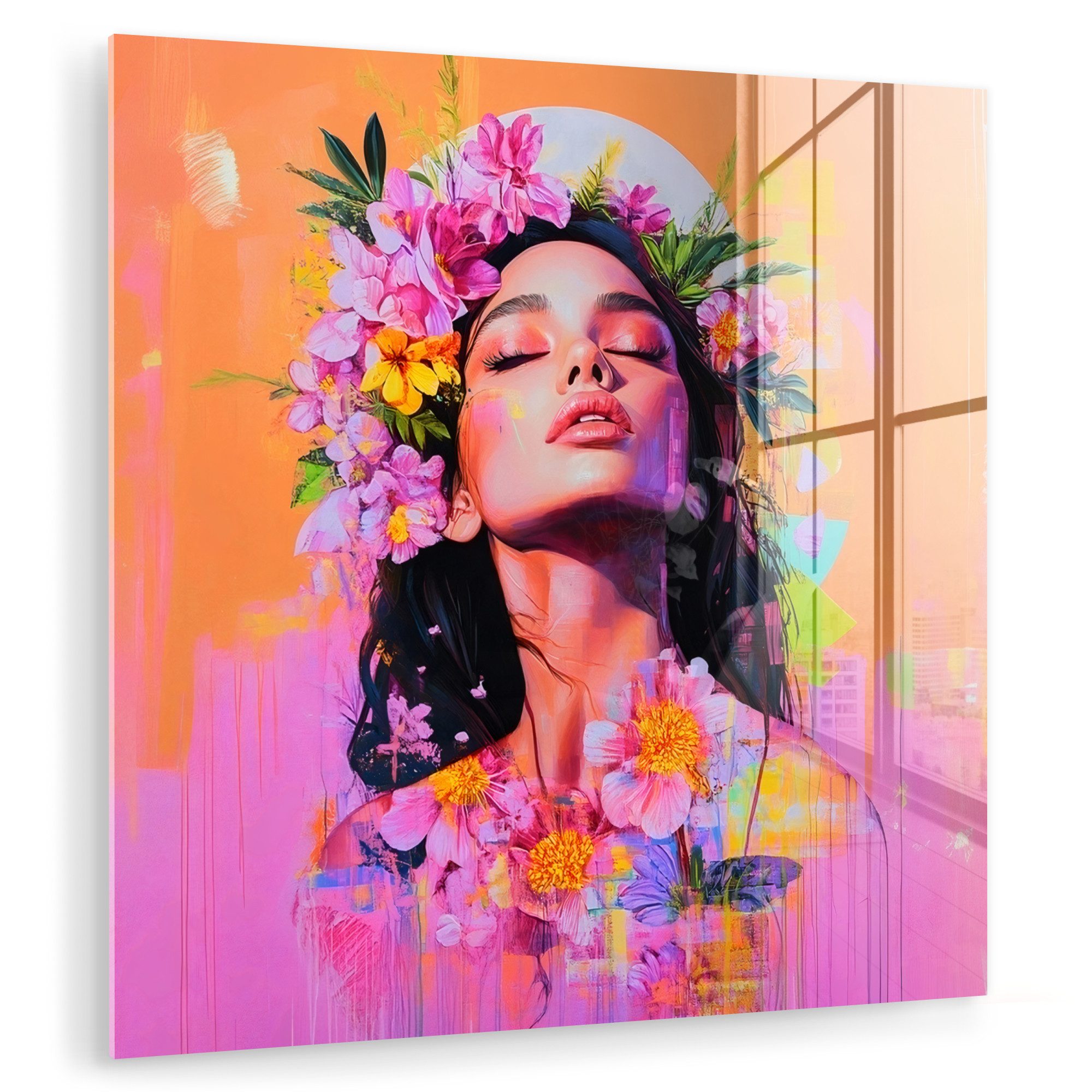 MuchoWow Acrylglasbild Porträt - Blumenkrone - günstig online kaufen