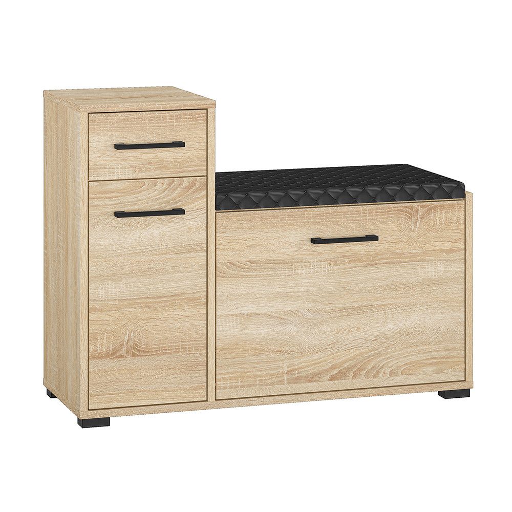Lomadox Schuhschrank CHEB-131 Flurschrank Garderobenbank Eiche hell 90x68x33,7 cm