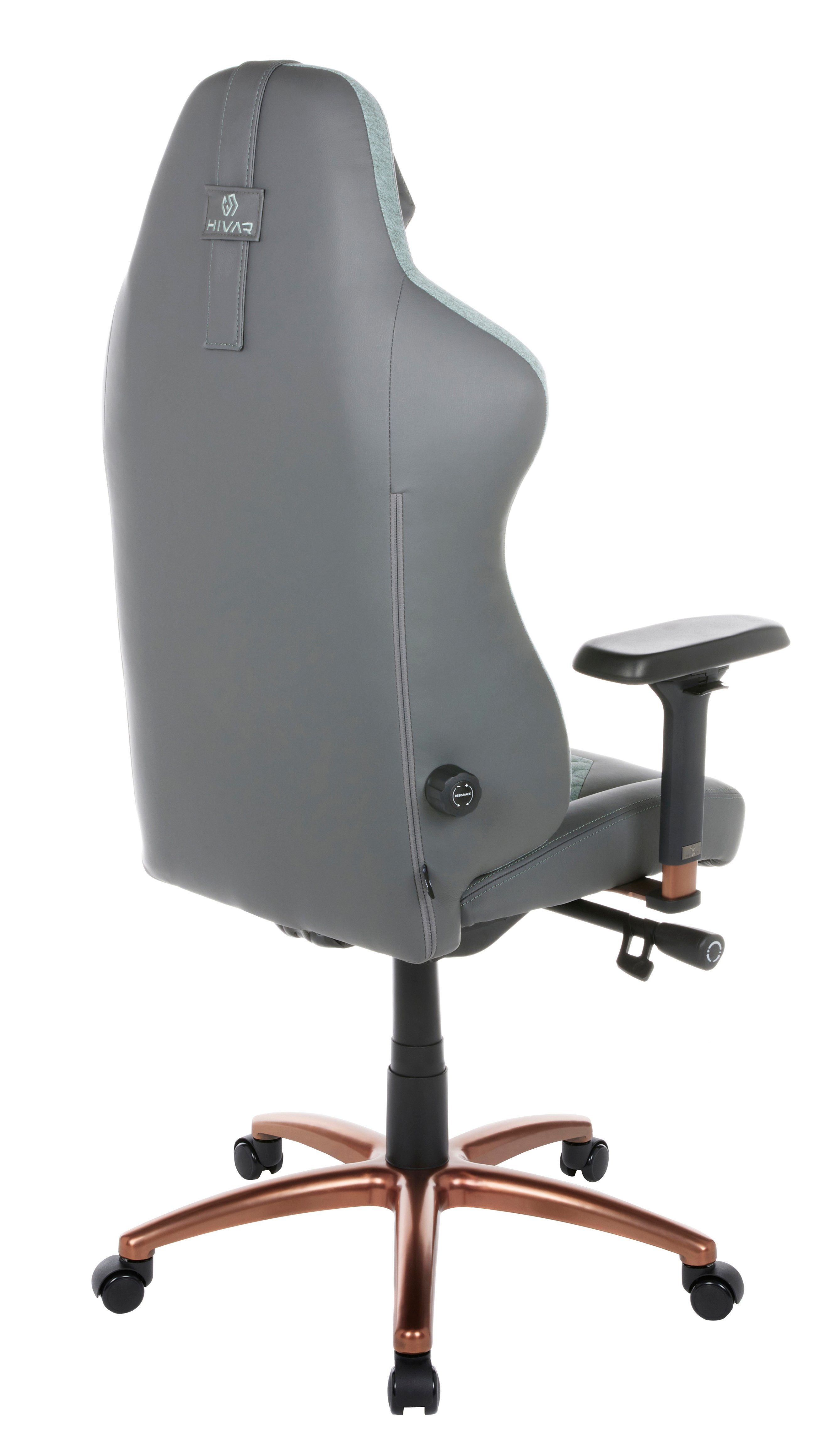 HIVAR Gaming-Stuhl höhenverstellbare ORBICAL Sitztiefenverstellung, AURORA, Fußkreuz: kg Rückenlehne, Synchronmechanik, geprüft, Belastbarkeit Copper Wippwiderstand, Armlehnen, 130 TÜV 4D Lordosenstütze