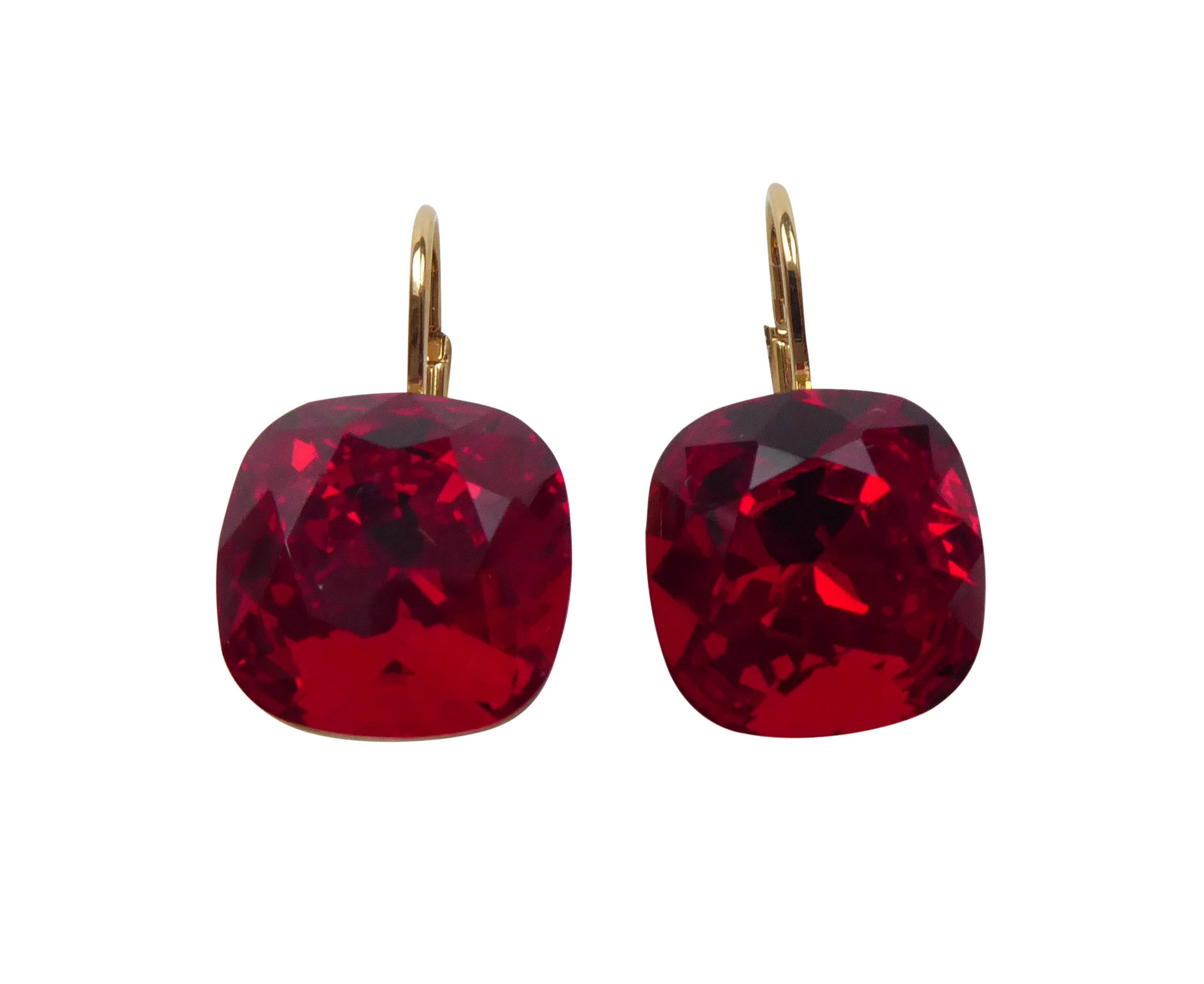 Mugello Paar Ohrhänger Romy rot vergoldet Geschenk Weihnachten Geburtstag, Handgefertigter Modeschmuck, made in Germany