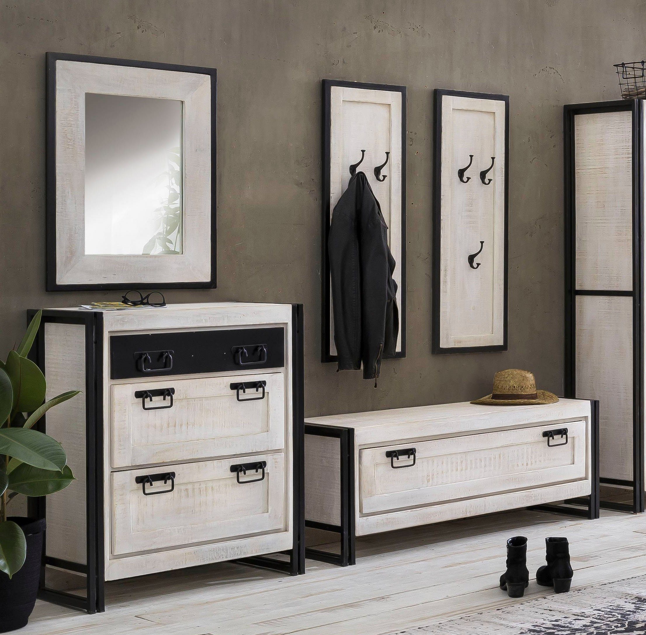 SIT Garderoben-Set White Panama, (Set, 5-St), 1 großer Schuhschrank, 1  kleiner Schuhschrank, 2 Garderobenpaneele, 4 Spiegel