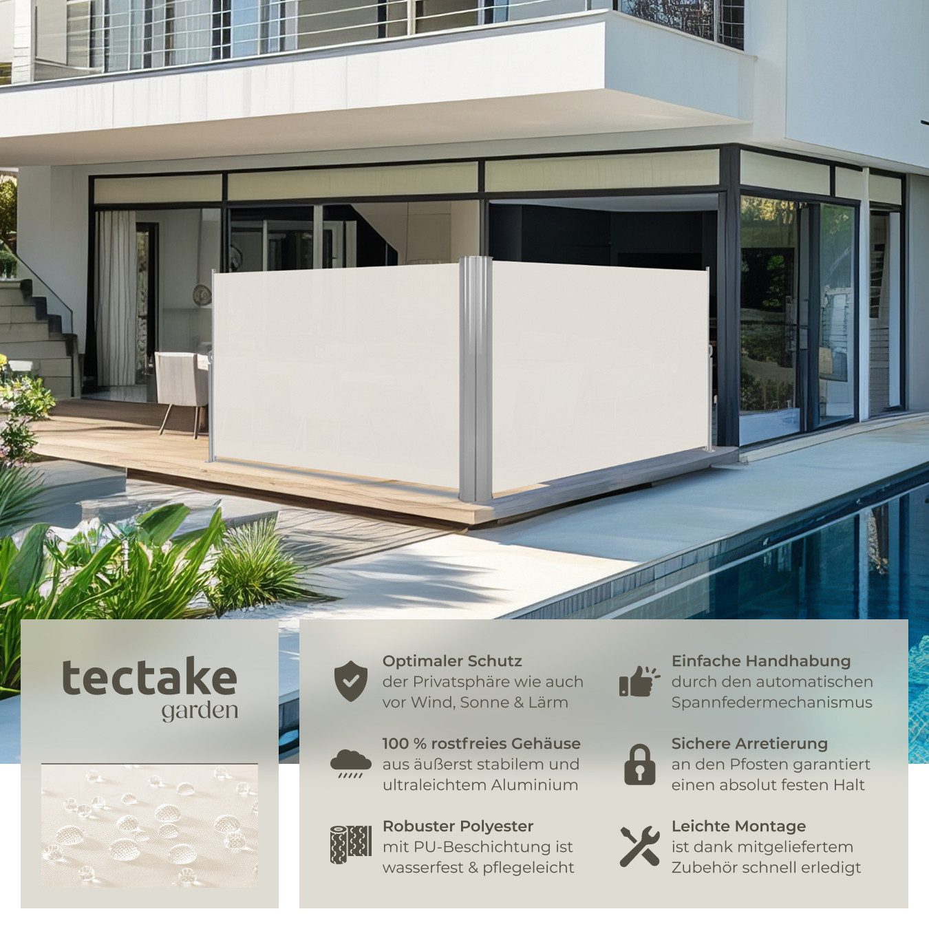tectake Seitenarmmarkise Doppel-Seitenmarkise aus Aluminium günstig online kaufen