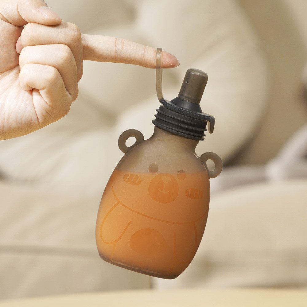 Haakaa Babyflasche Quetschies Happy Bear 2er Set, wiederverwendbar, 170ml