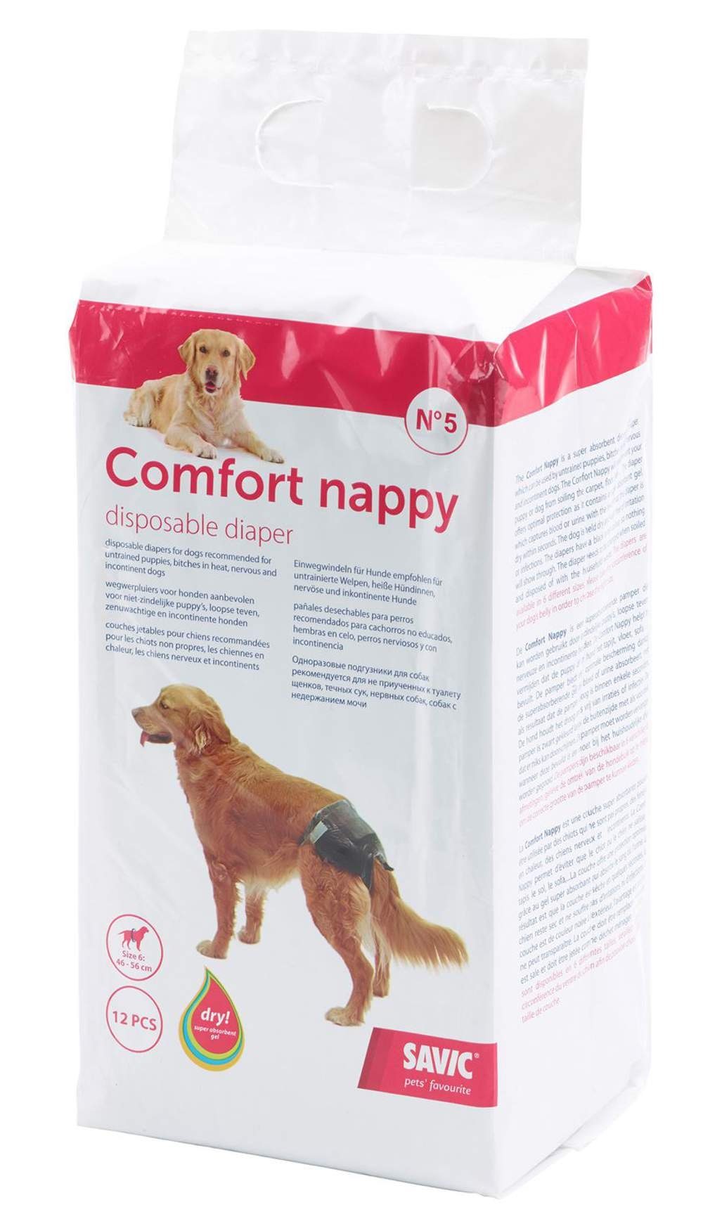 Savic Hundewindel Hundewindel Einwegwindel Schutzhose, für Hunde Comfort Nappy Größe 5 (Taillenumfang: 40-52 cm) schwarz5