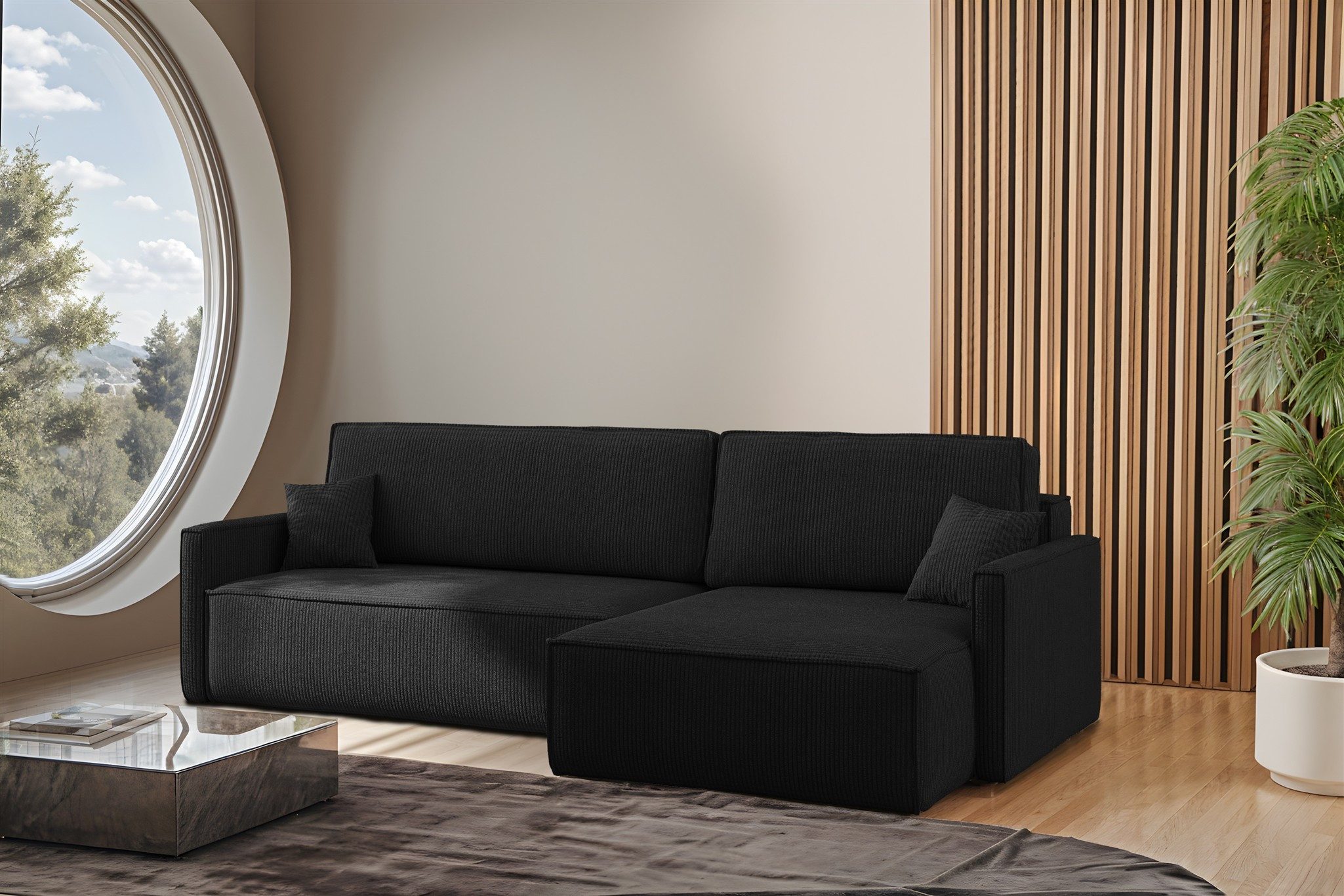 Fun Möbel Ecksofa Schlafsofa Sofa FUN MARIUS in Stoff, inkl. 2 Zierkissen, Inkl. Bettkasten