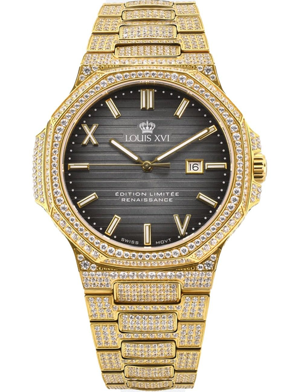 Quarzuhr Louis XVI LXVI1602 Herrenuhr Renaissance Iced Out Limited 40mm 5ATM Louis XVI LXVI1602 Herrenuhr Renaissance Iced Out Limited 40mm 5ATM