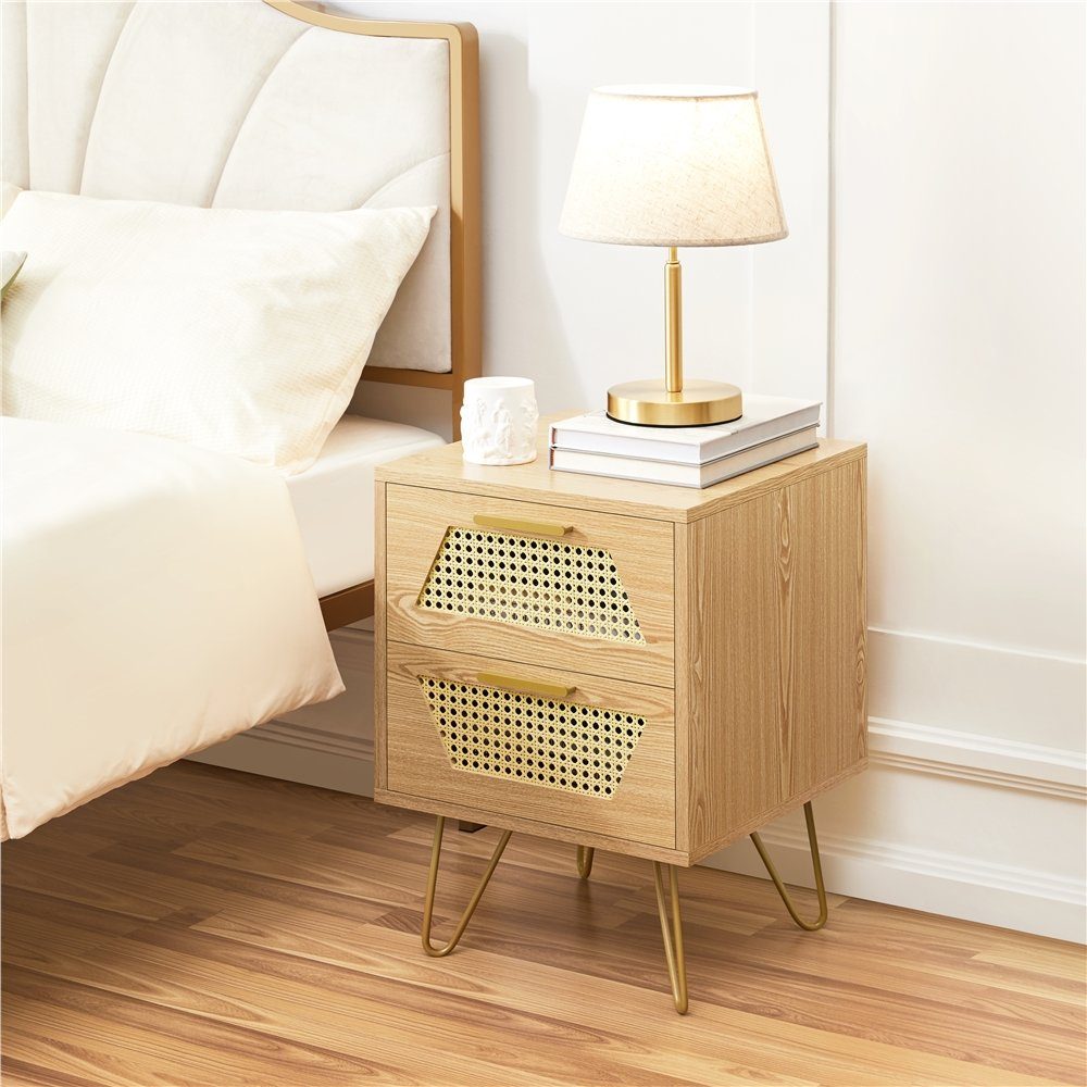 Yaheetech Nachttisch 40x40x55 cm (1-St), Rattan günstig online kaufen