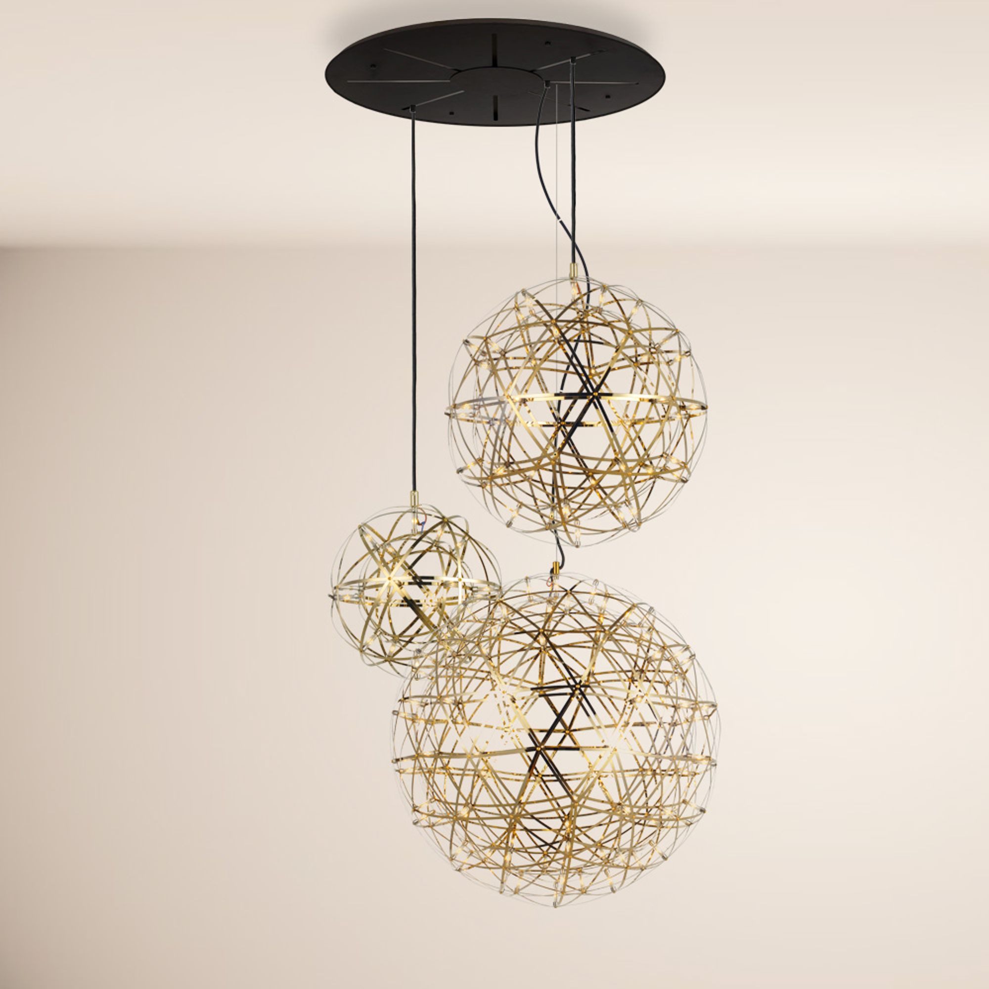 s.luce Pendelleuchte XL LED Hängeleuchten-Kombination Atom Modular Goldfarben-Glänzend, Warmweiß