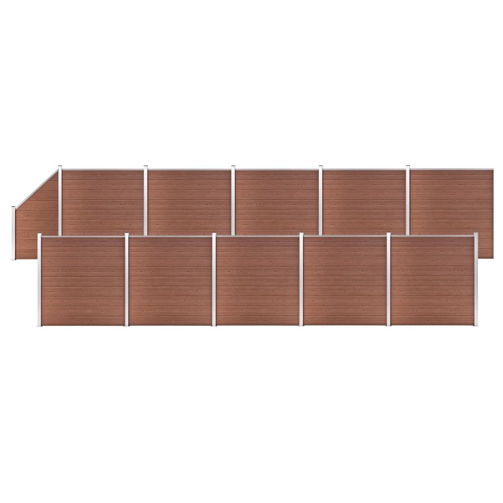 vidaXL Gartenzaun, WPC Zaun-Set 10 Quadrate + 1 Schräge 1830x186 cm Braun
