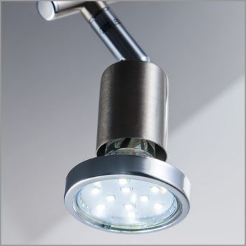 B.K.Licht Deckenleuchte 30-02-02-S, LED wechselbar, Warmweiß, Schwenkbar Inkl. 2 x 3W 250lm GU10 LED Deckenlampe matt nickel